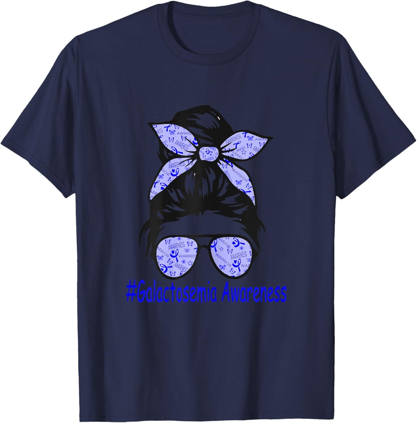 Galactosemia awareness Messy Bun T-Shirt - T-Shirt | Navy
