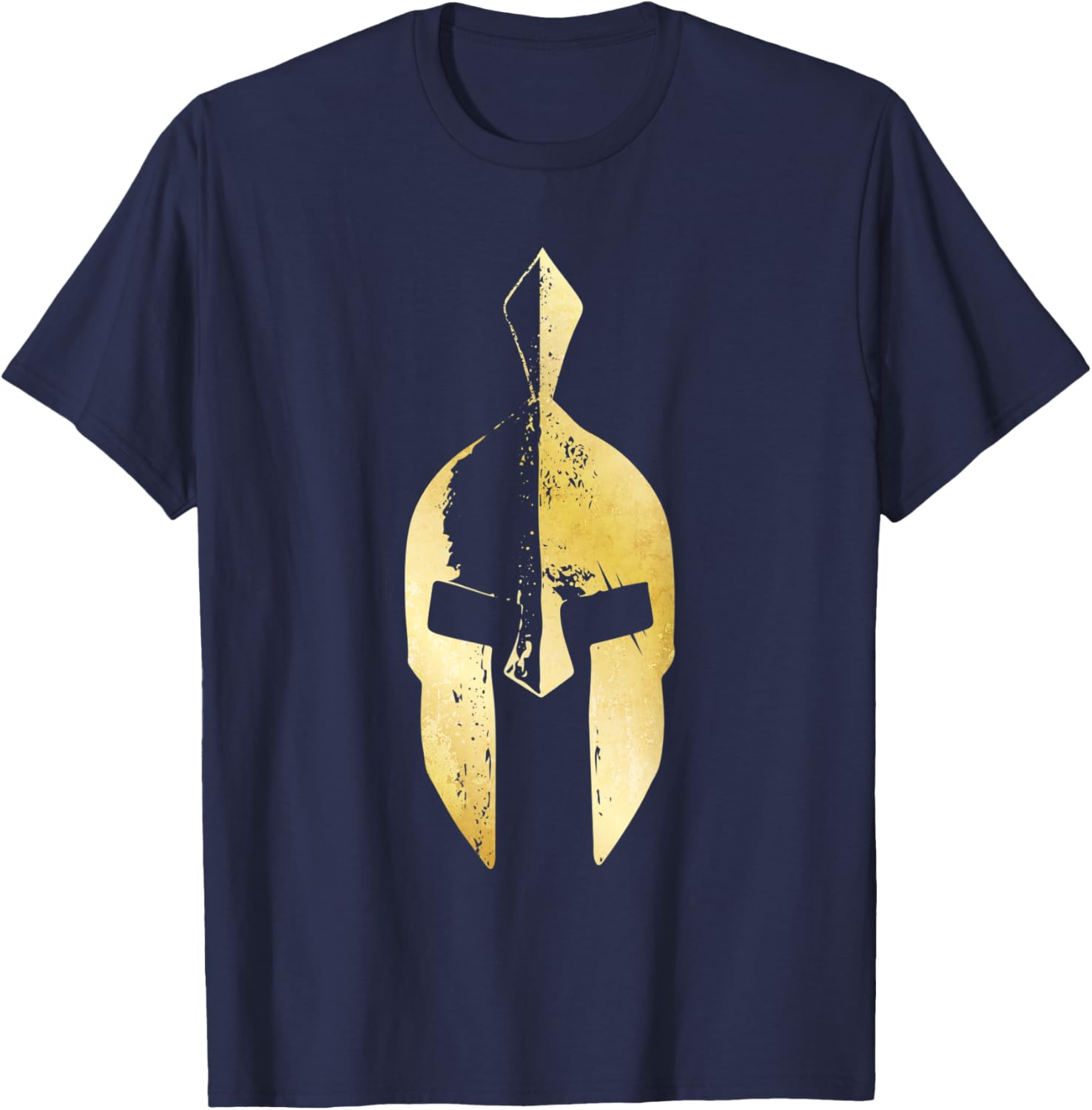 Spartan Gold Helmet Gym Sparta Gladiator Symbol T-Shirt - T-Shirt | Navy