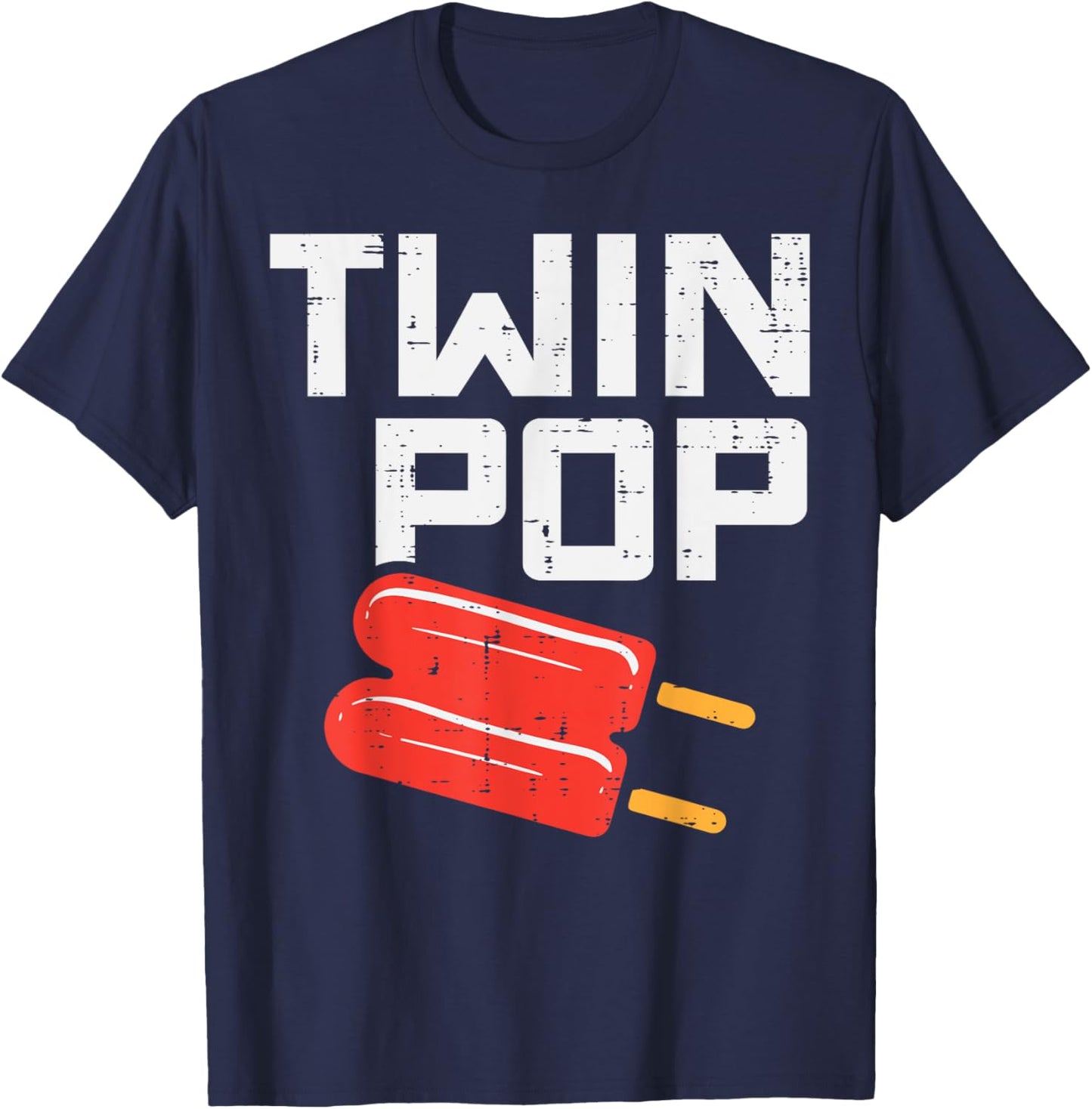 Twin Pop Pop Ice Cream Fathers Day Grandpa Pops Paw Paw Men T-Shirt - T-Shirt | Navy