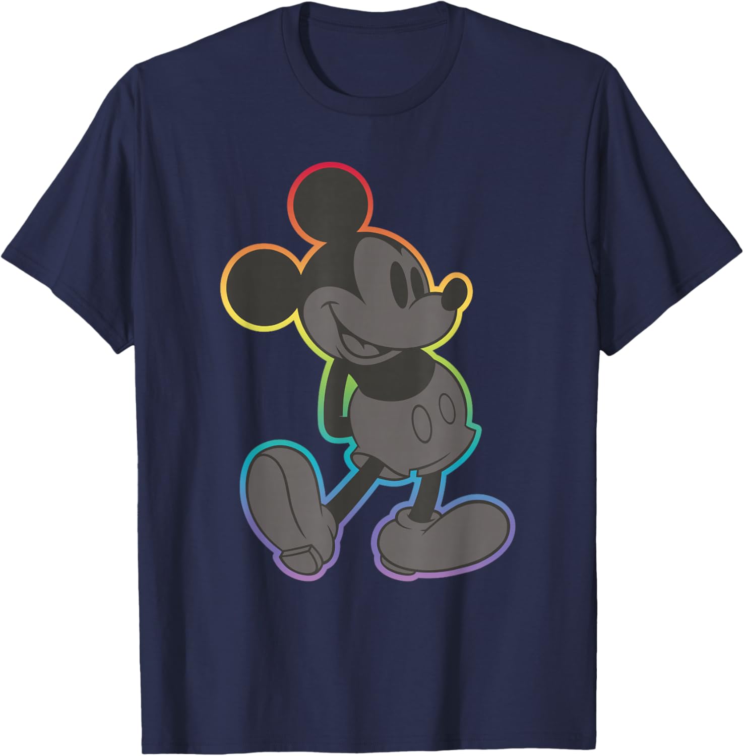 Disney Mickey and Friends Mickey Mouse Rainbow Outline T-Shirt - T-Shirt | Navy