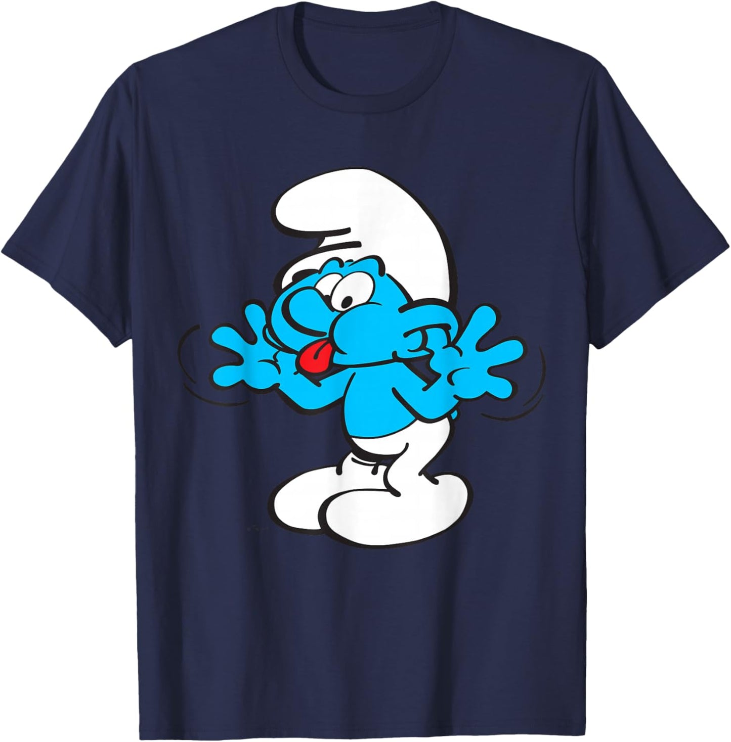 The Smurfs Jokey Smurf Tongue Joyful Blue Comic Smurfette T-Shirt - T-Shirt | Navy