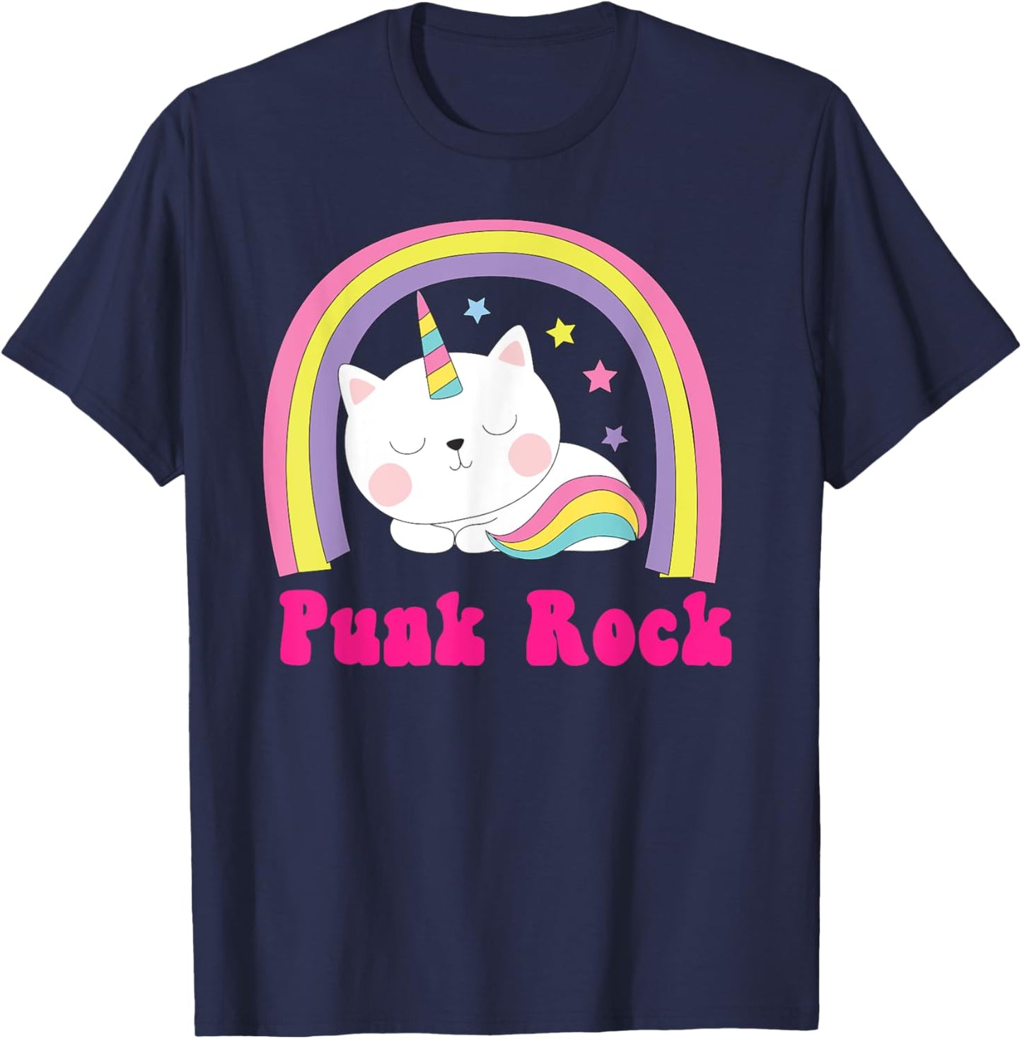 Punk Rock Shirt | Sarcastic Rainbow Funny Unicorn Punk Music T-Shirt - T-Shirt | Navy