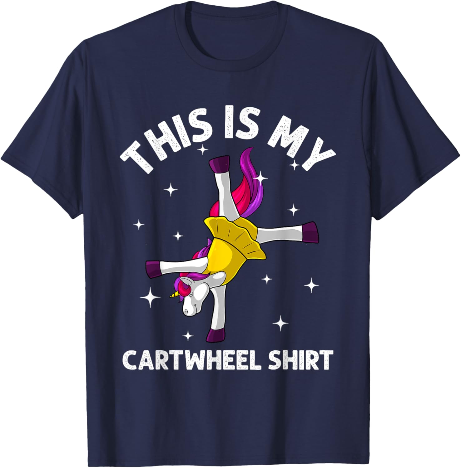 Cool Gymnastics Girls Gymnast Unicorn Cartwheel T-Shirt - T-Shirt | Navy
