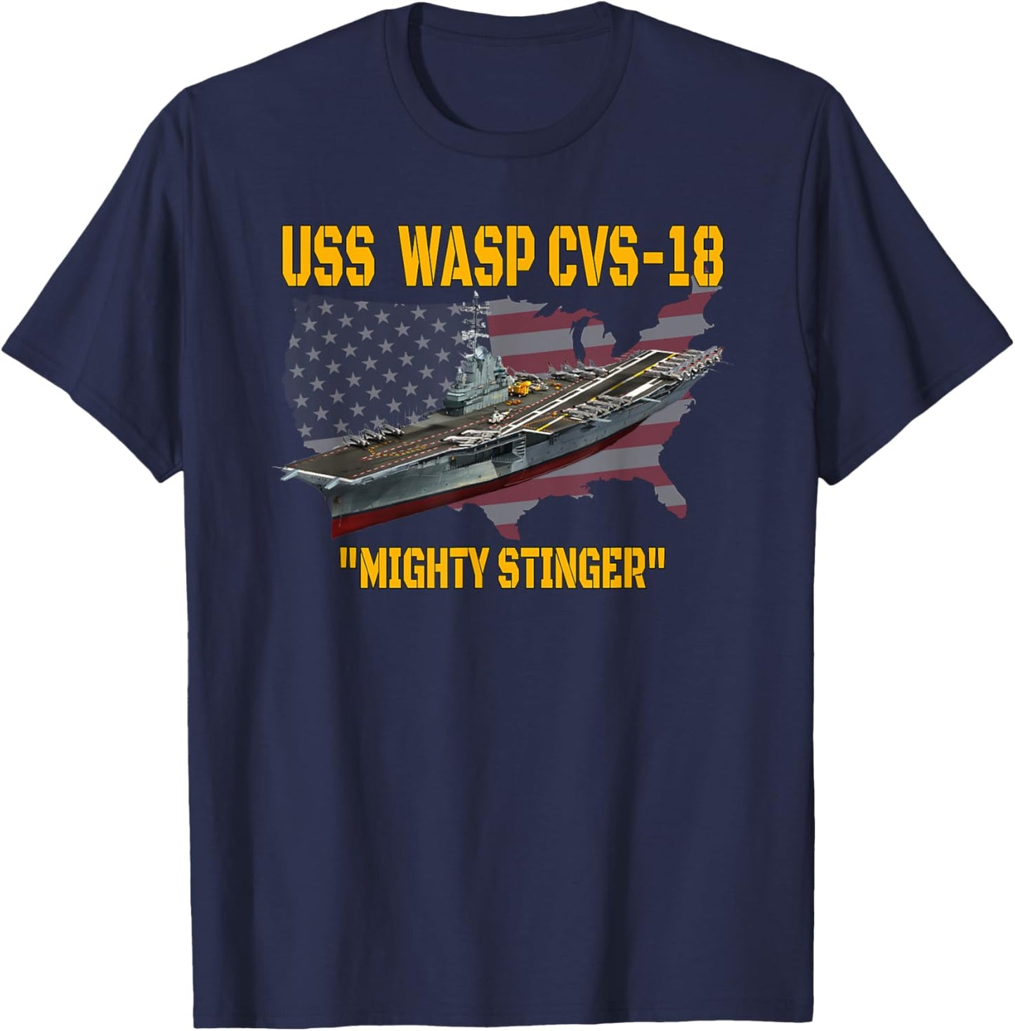 Aircraft Carrier USS Wasp CVS-18 Veterans Day Father's Day T-Shirt - T-Shirt | Navy