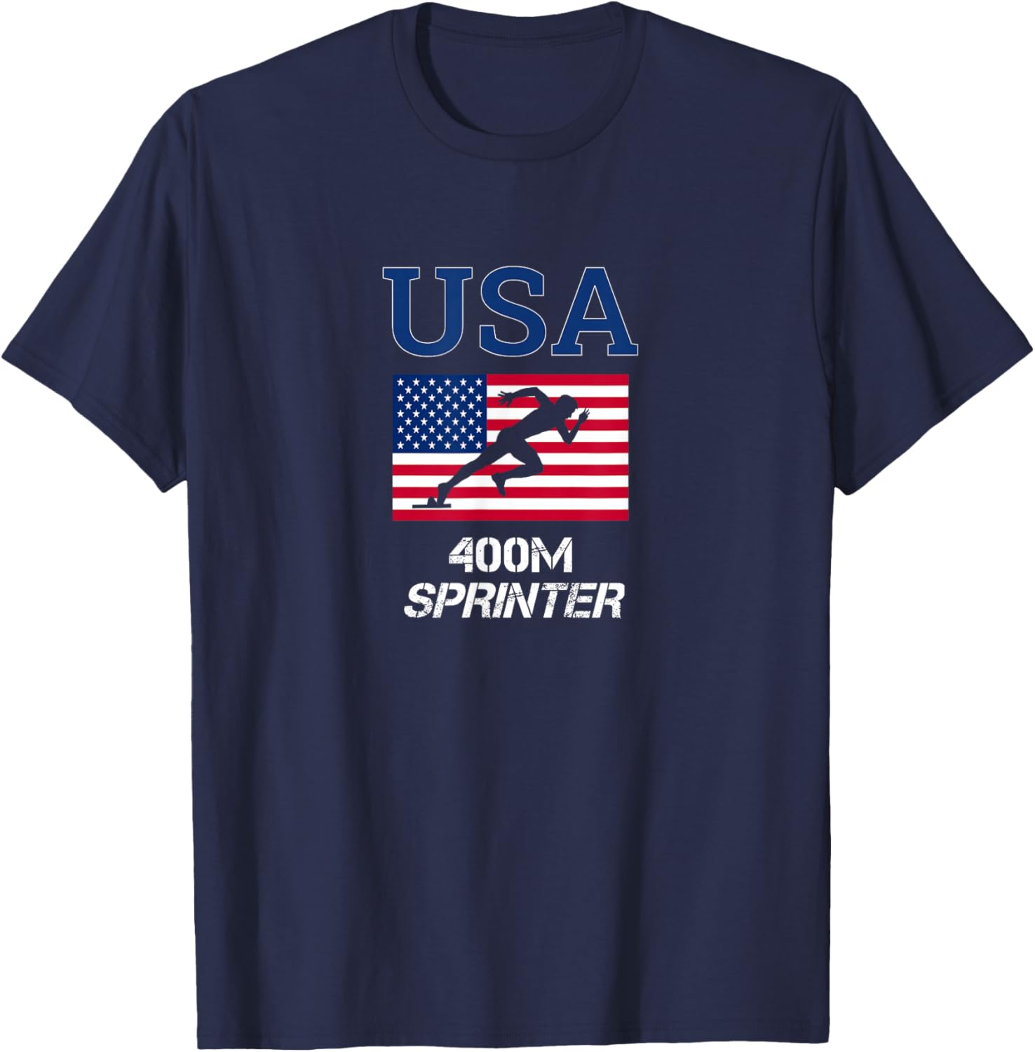 USA Team Sport Runner American Track and Field Sprinter 400m T-Shirt - T-Shirt | Navy