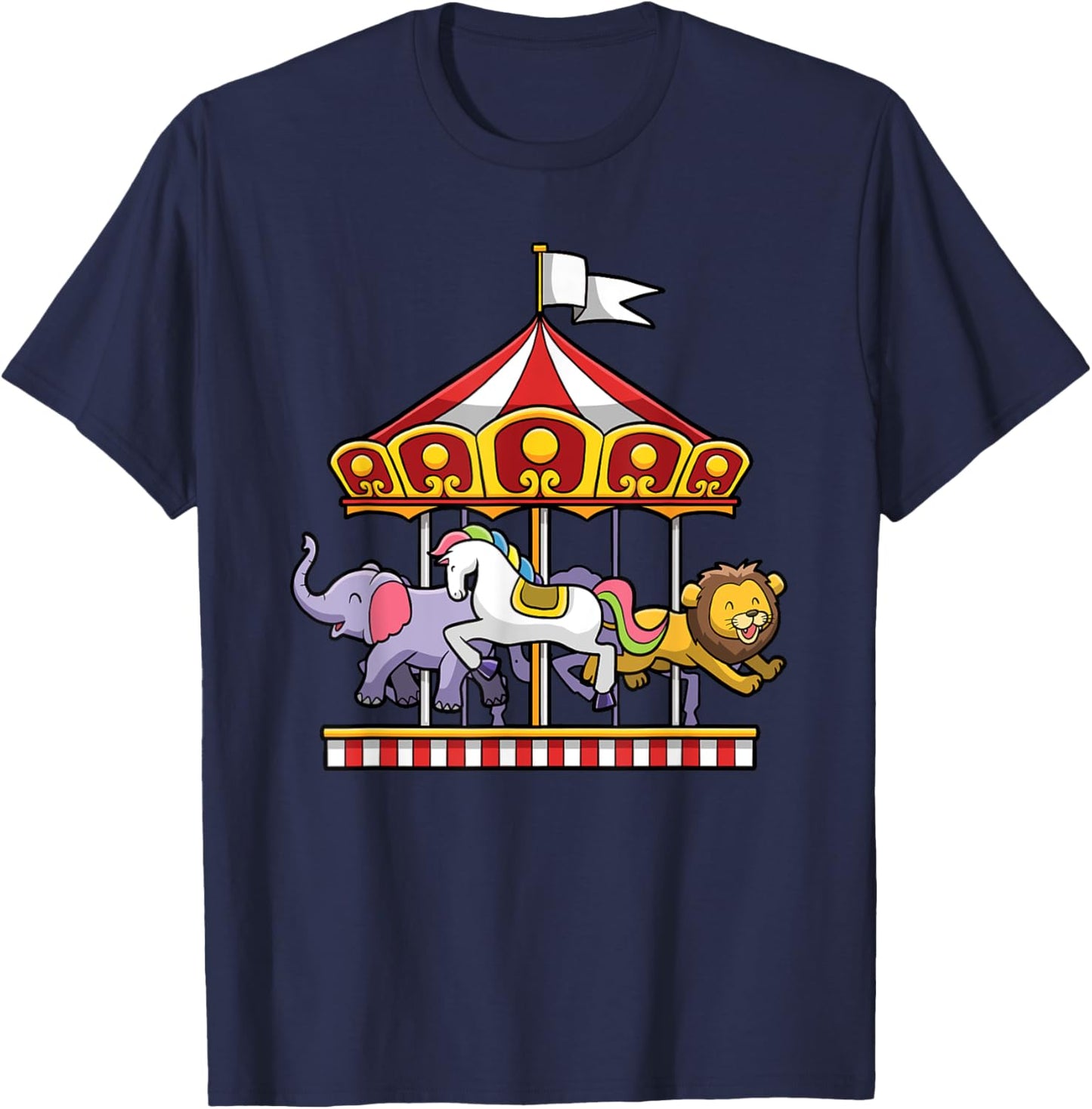 Horse Carousel Cute Carnival Ride Animals Circus T-Shirt - T-Shirt | Navy