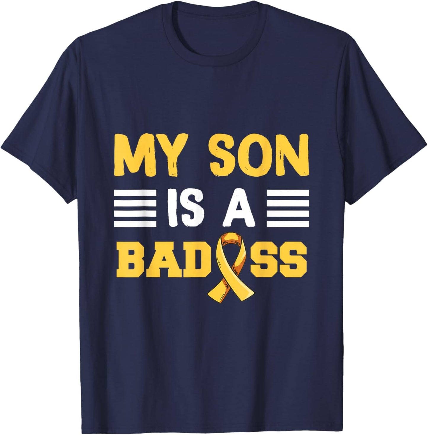 Childhood Cancer Design for a Dad of a warrior T-Shirt - T-Shirt | Navy