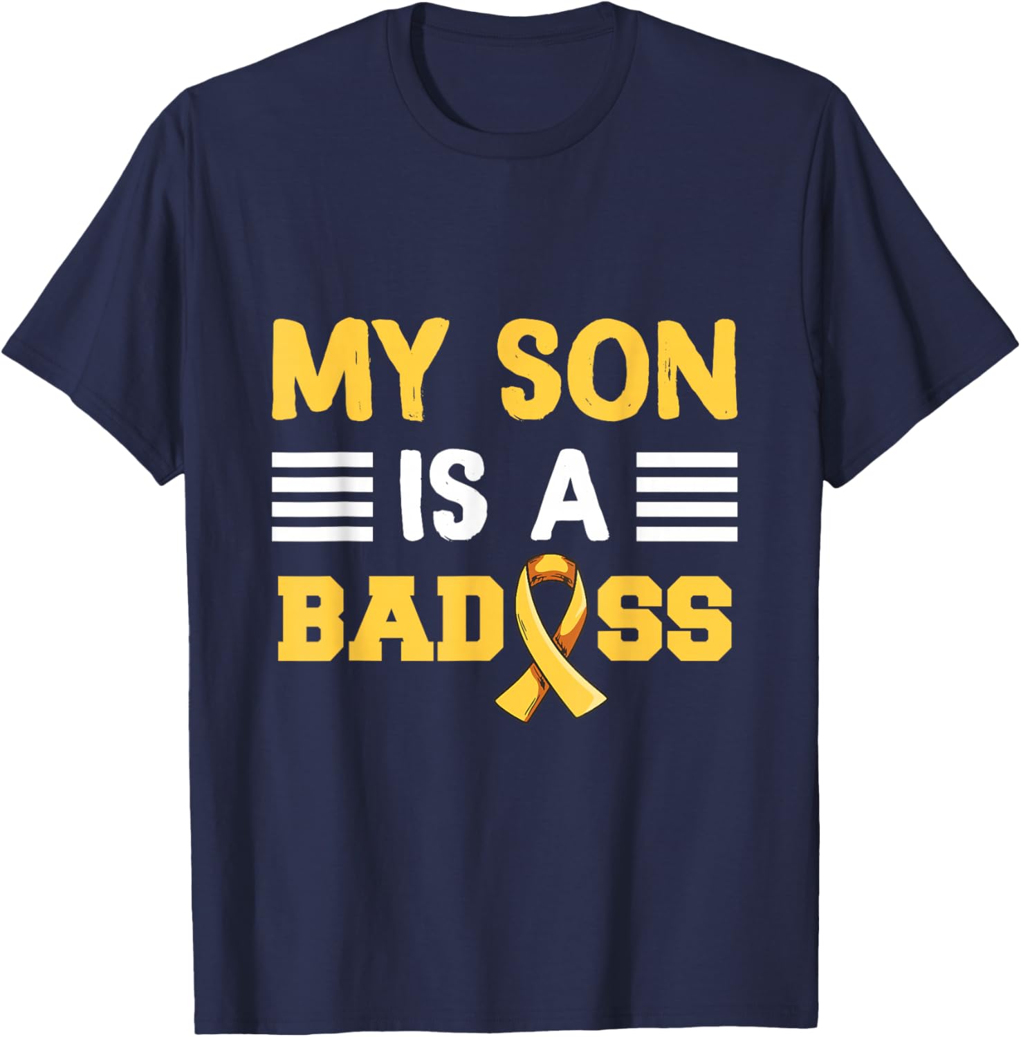 Childhood Cancer Design for a Dad of a warrior T-Shirt - T-Shirt | Navy