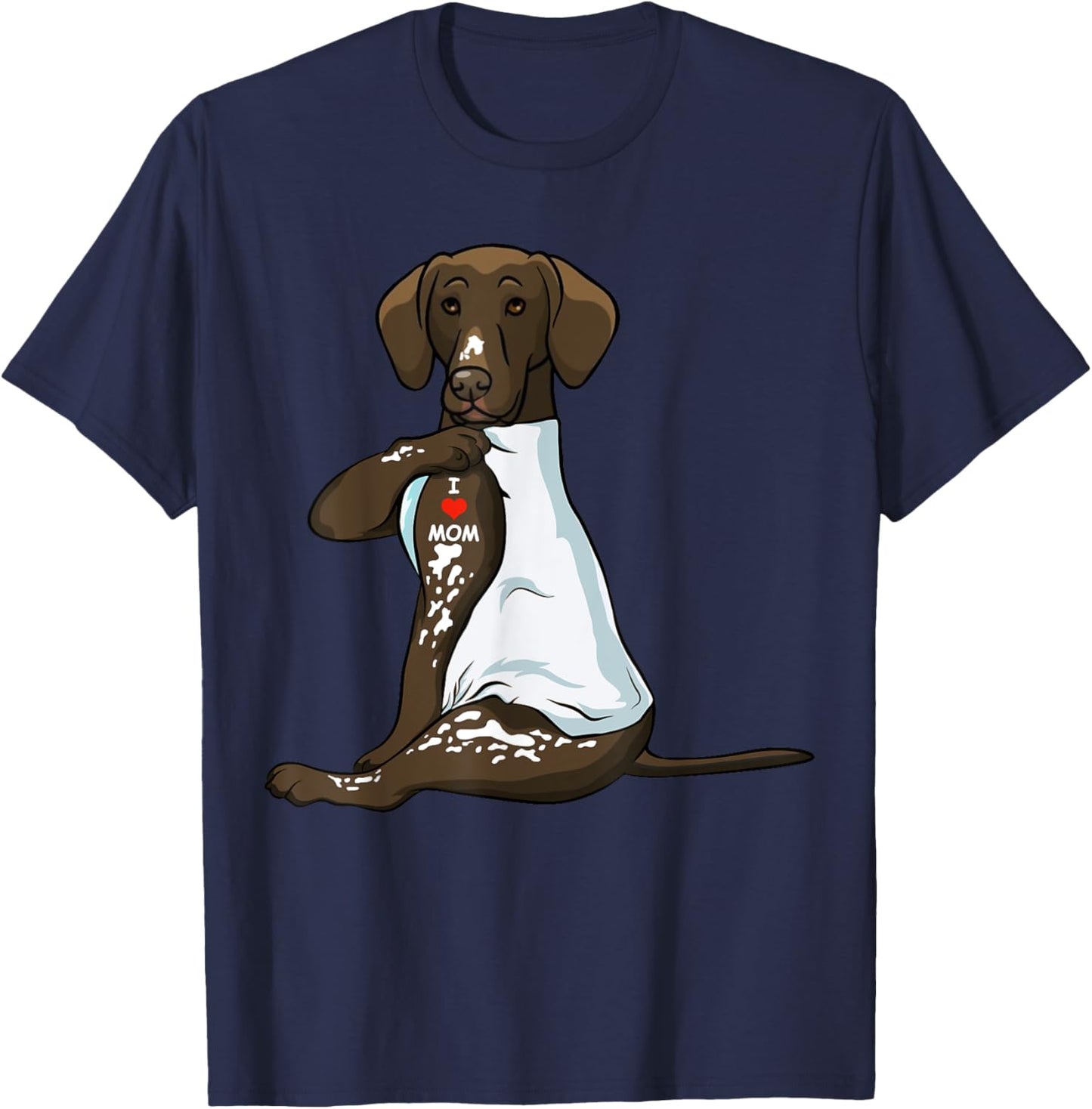 I Love Mom Tattoo German Shorthaired Pointer Mom Dog Women T-Shirt - T-Shirt | Navy