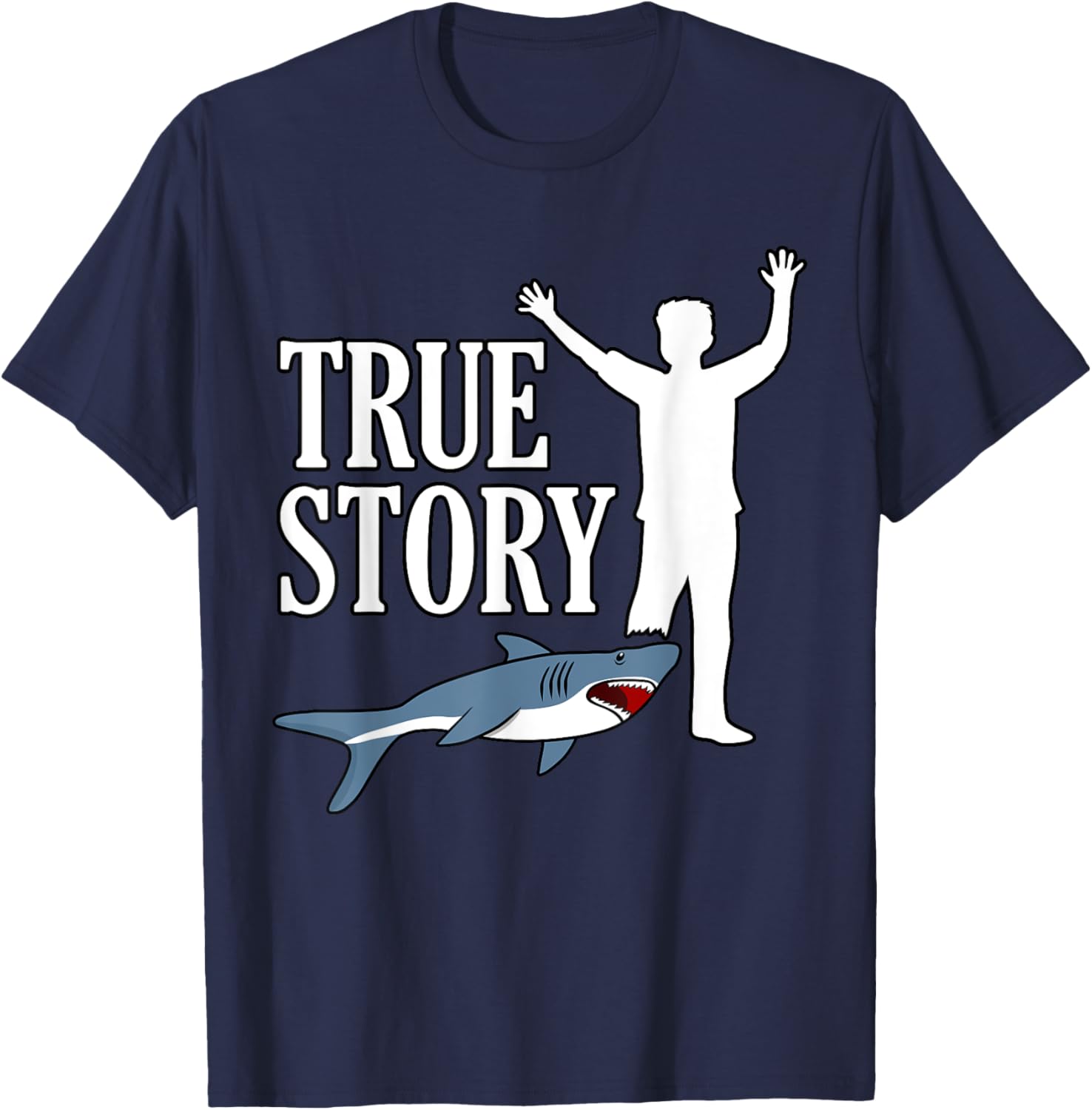 True Shark Story Fun Leg Amputee Prosthetic Surgery Graphic T-Shirt - T-Shirt | Navy