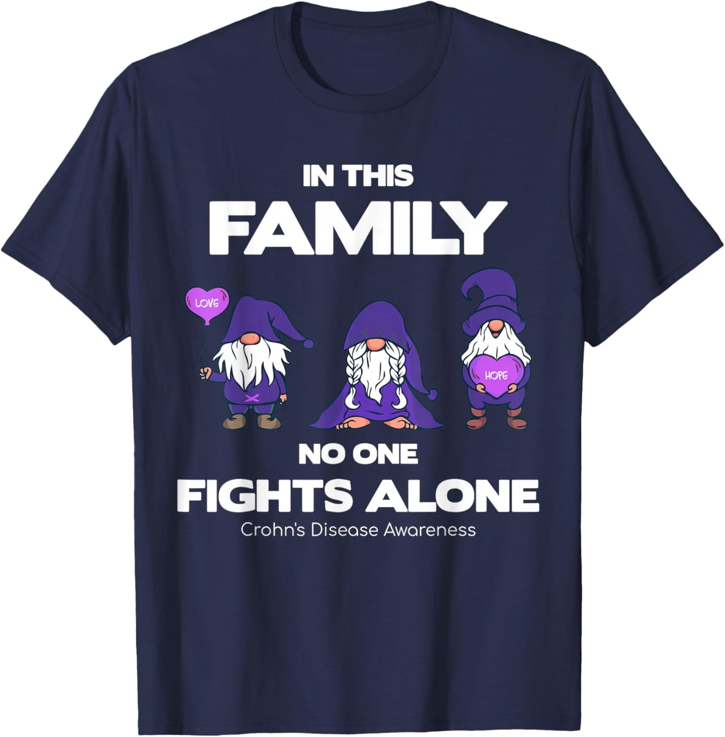Crohn's Disease Awareness - Purple Warrior Fight Support T-Shirt - T-Shirt | Navy