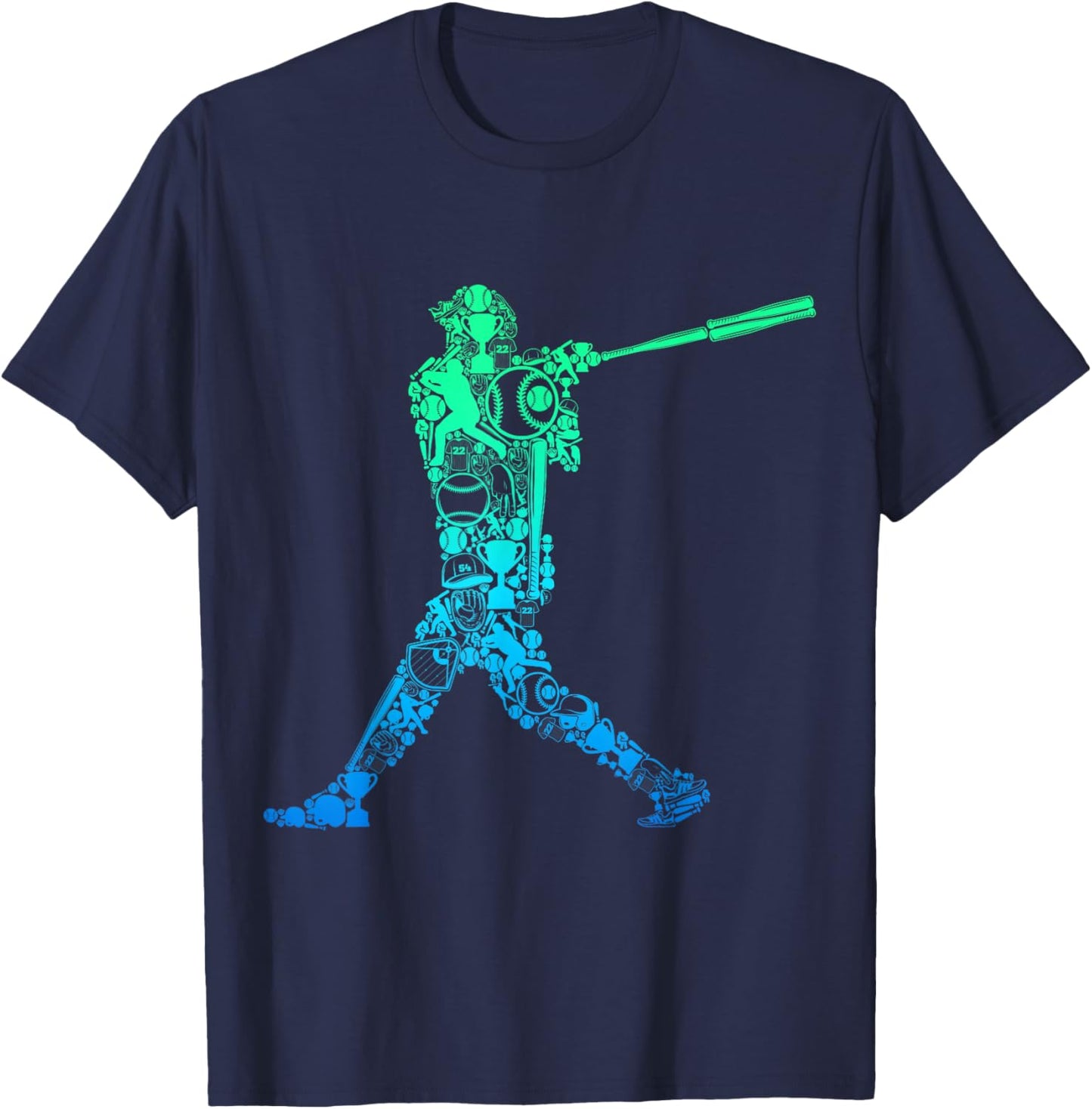 Baseball Player Batter Youth Men Boys Kids T-Shirt - T-Shirt | Navy