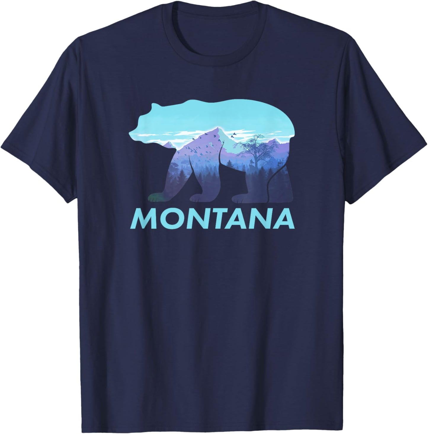 Montana Retro Vintage Outdoors Mountain Graphic Design T-Shirt - T-Shirt | Navy