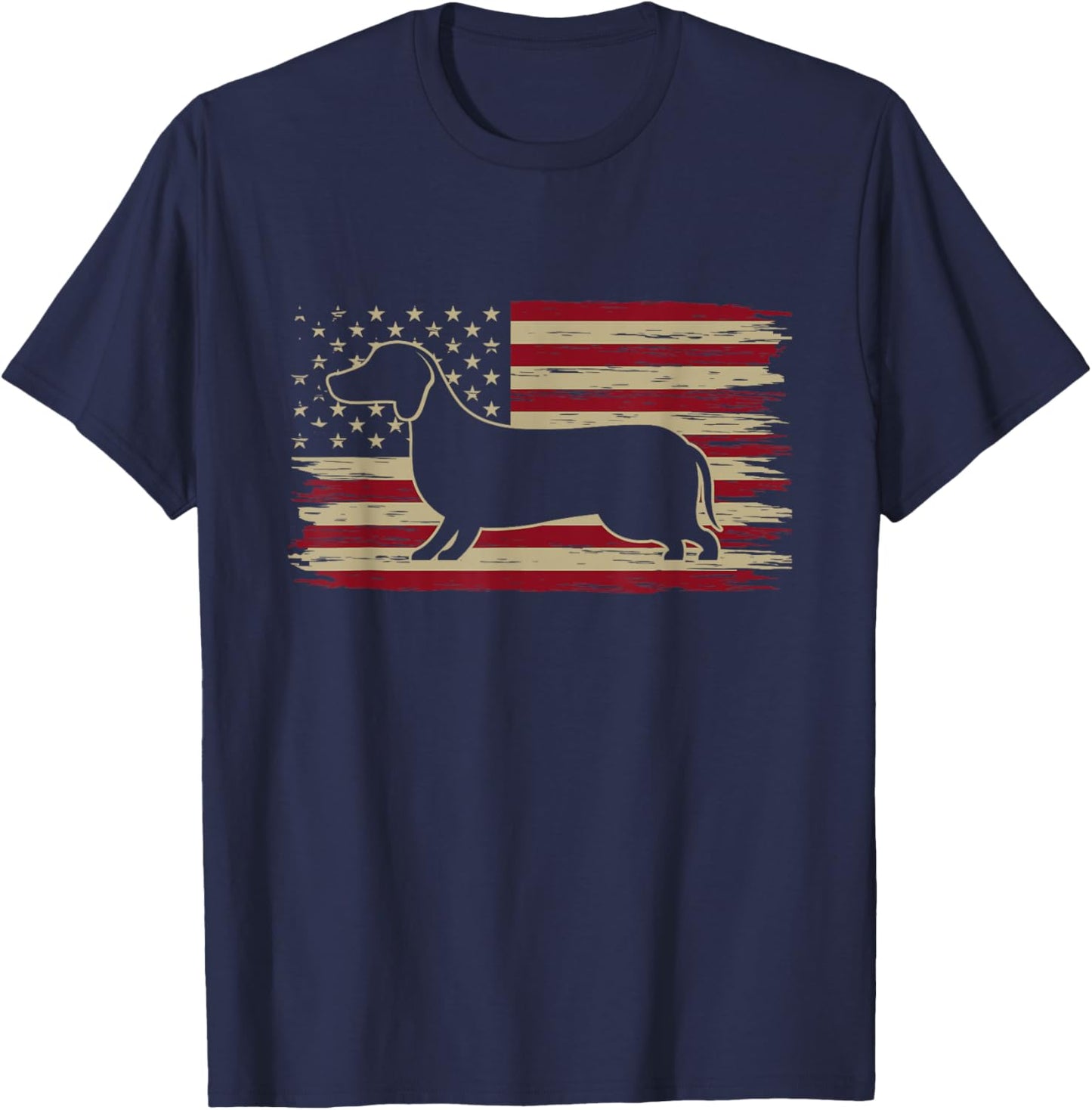 American Flag Dachshund Patriotic Dachshund Doxie Lover T-Shirt - T-Shirt | Navy