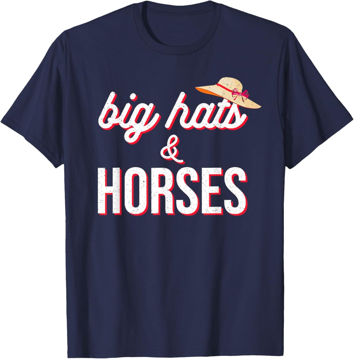 Funny Horse Racing Fascinators Big Hats And Horses KY Derby T-Shirt - T-Shirt | Navy