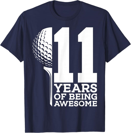 11 Years of Being Awesome Golf 11th Birthday T-Shirt - T-Shirt | Navy