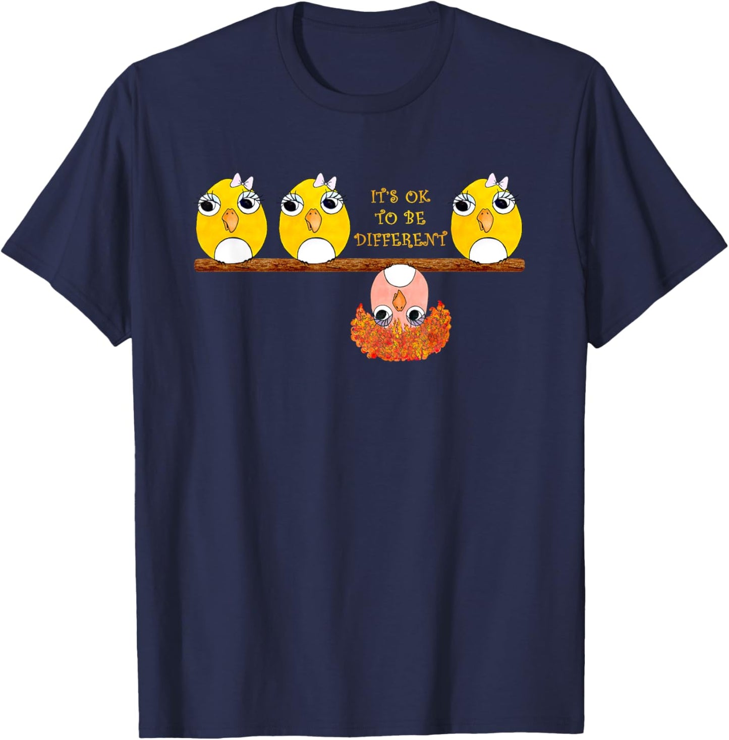 It's OK To Be Different Birds on Branch Positive Girls Top T-Shirt - T-Shirt | Navy