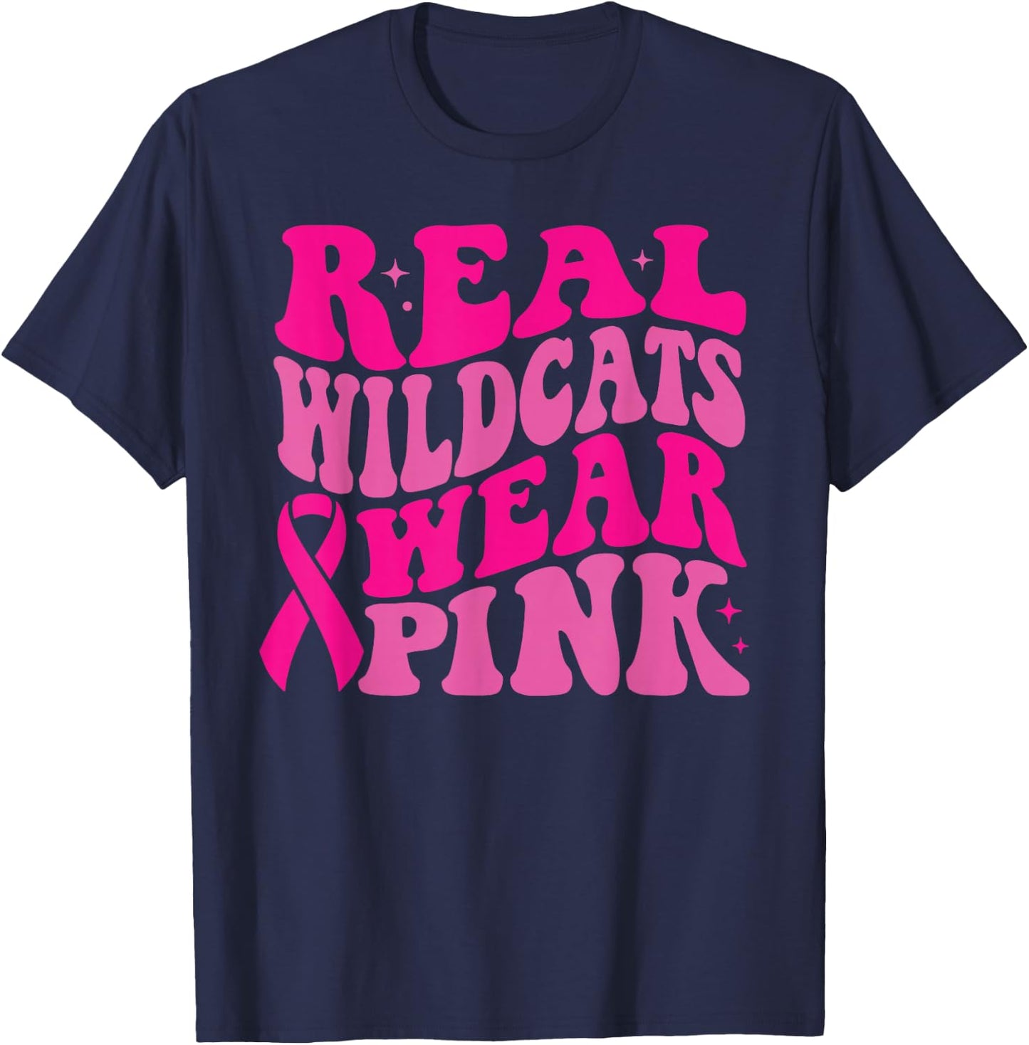 Real Wildcats Wear Pink Breast Cancer Awareness T-Shirt - T-Shirt | Navy