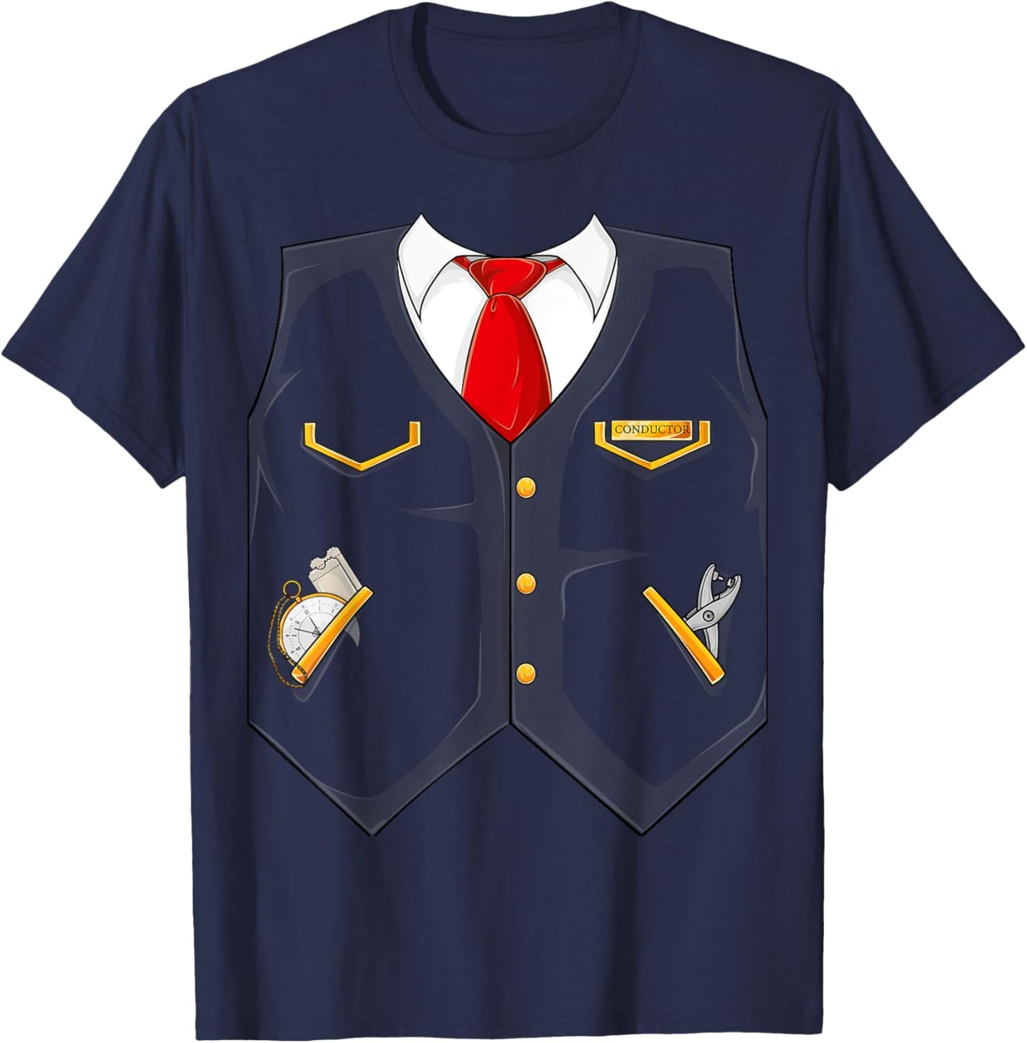 Halloween Train Conductor Costume for Kids Adults Men Women T-Shirt - T-Shirt | Navy