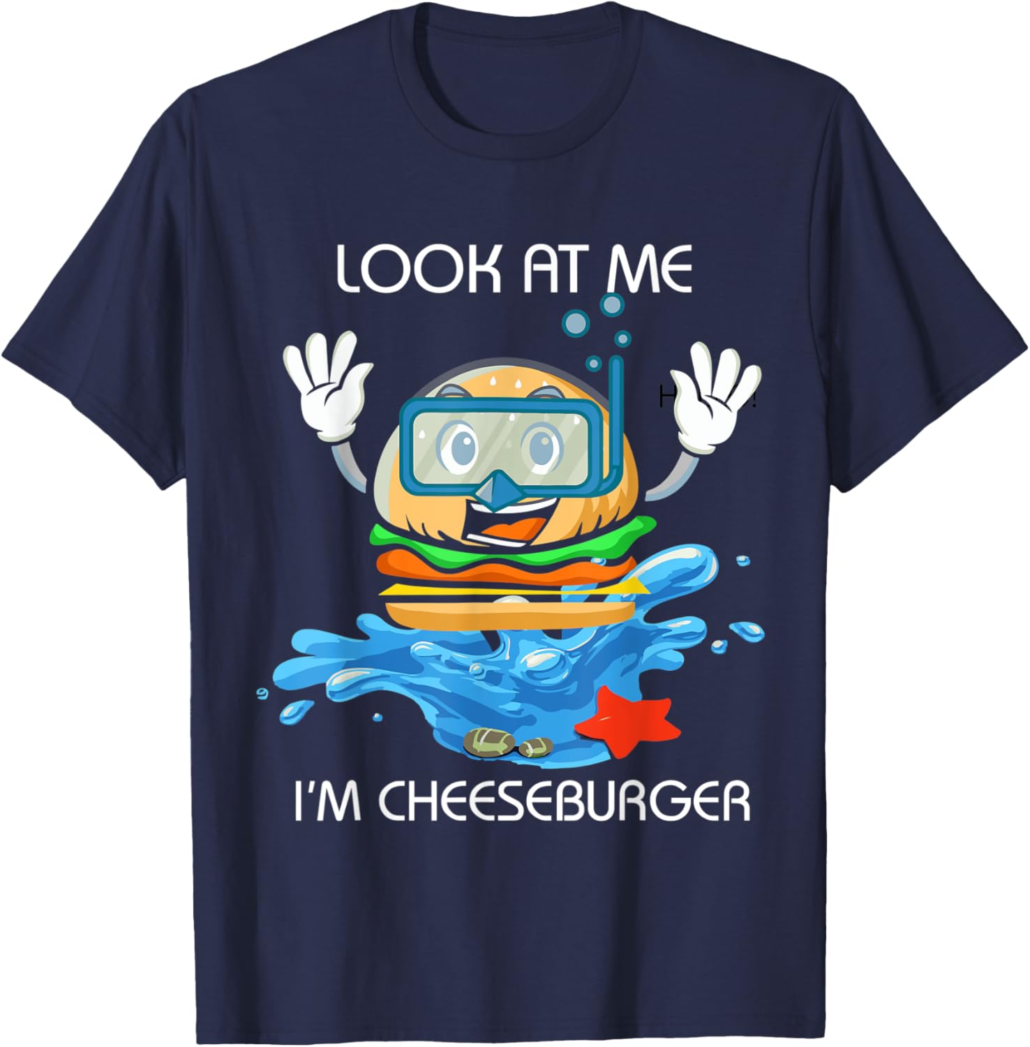 Cheeseburger - French Fry & Hamburger Lovers Food - Swimming T-Shirt - T-Shirt | Navy