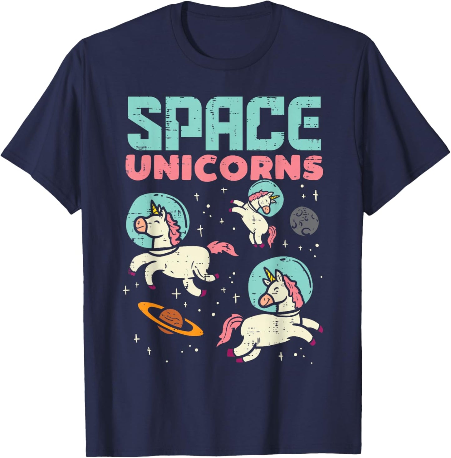 Space Unicorn Astronaut Cute Galaxy Animal Women Girls Kids T-Shirt - T-Shirt | Navy