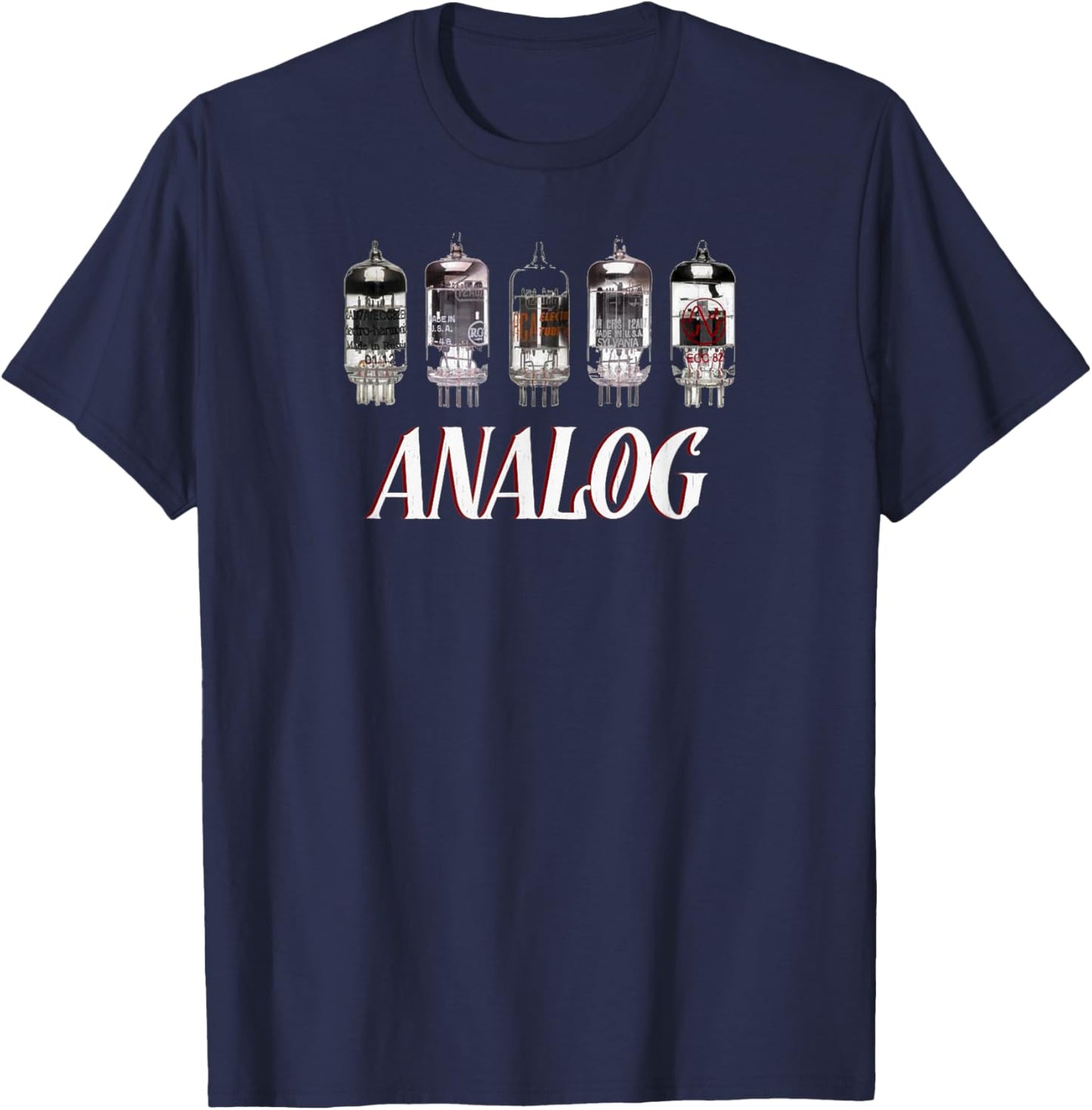 Analog Vacuum Tubes Retro Aesthetic Audio Design T-Shirt - T-Shirt | Navy