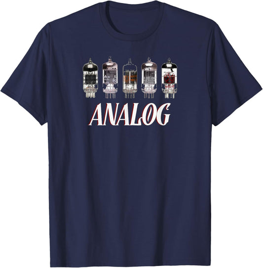 Analog Vacuum Tubes Retro Aesthetic Audio Design T-Shirt - T-Shirt | Navy