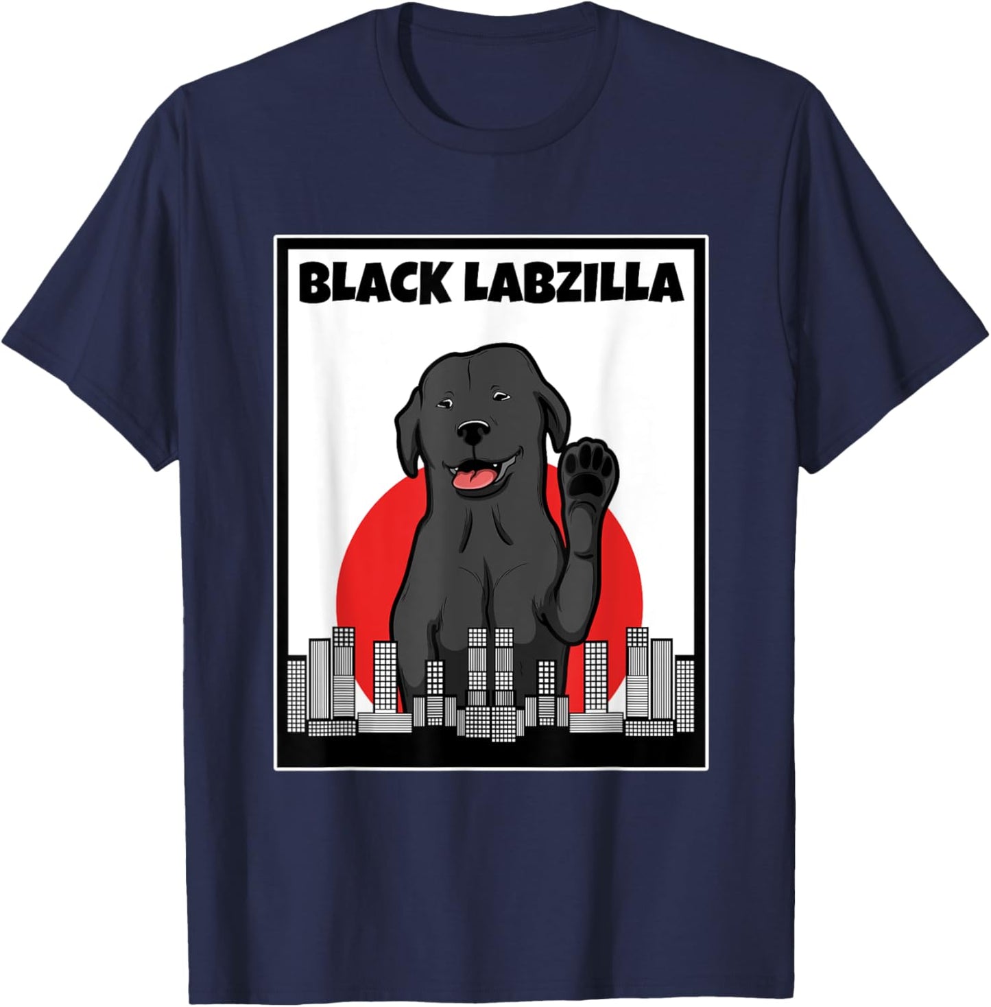 Black labzilla | Funny Lab Labrador Retriever Dogs Trendy T-Shirt - T-Shirt | Navy
