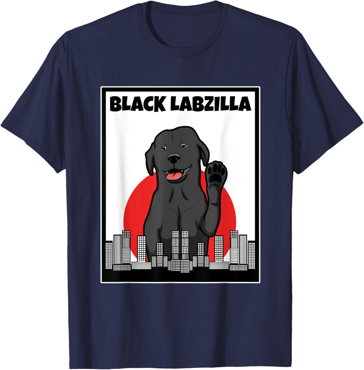 Black labzilla | Funny Lab Labrador Retriever Dogs Trendy T-Shirt - T-Shirt | Navy