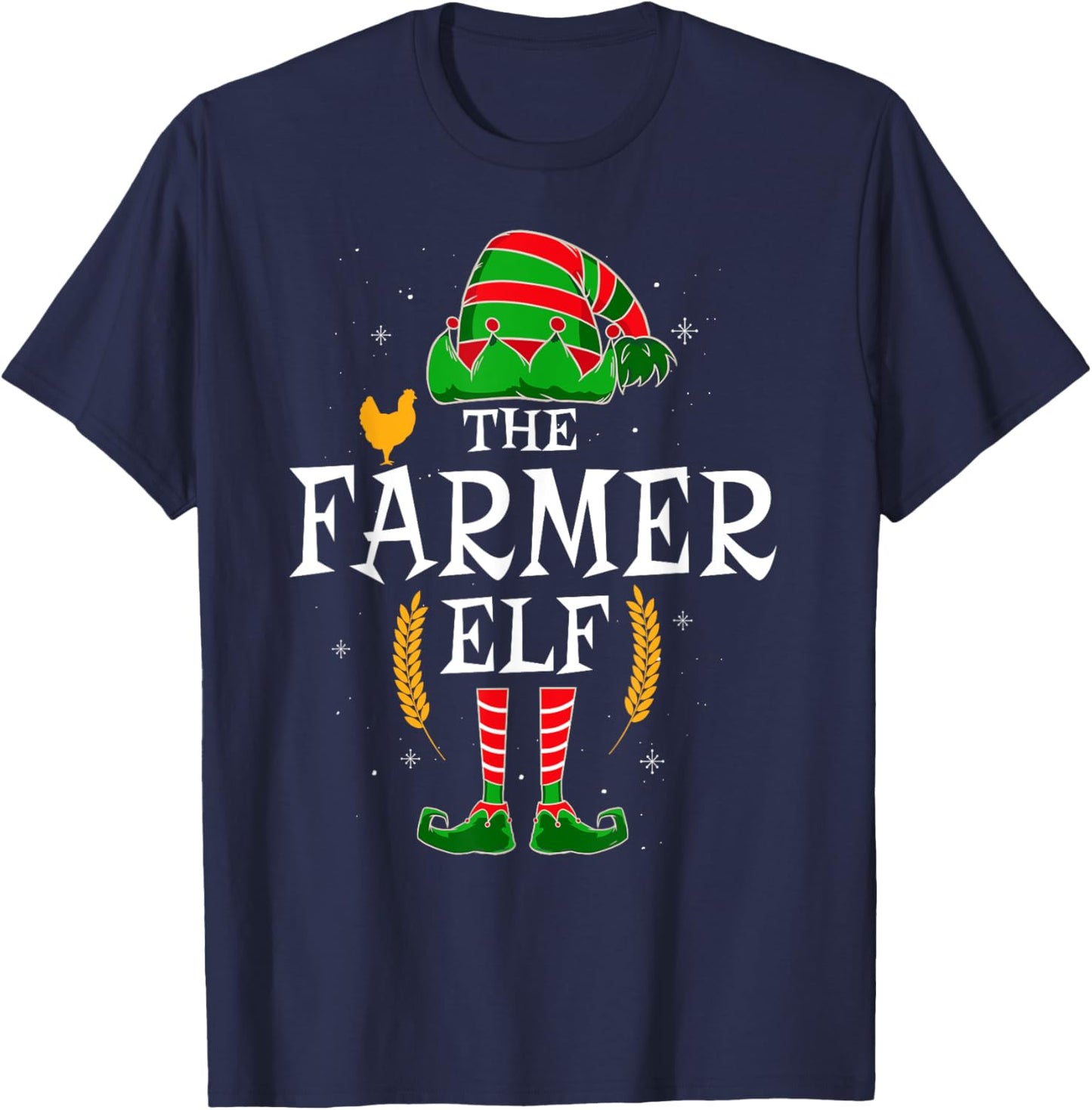 The Farmer Elf Group Matching Family Christmas Farm Funny T-Shirt - T-Shirt | Navy