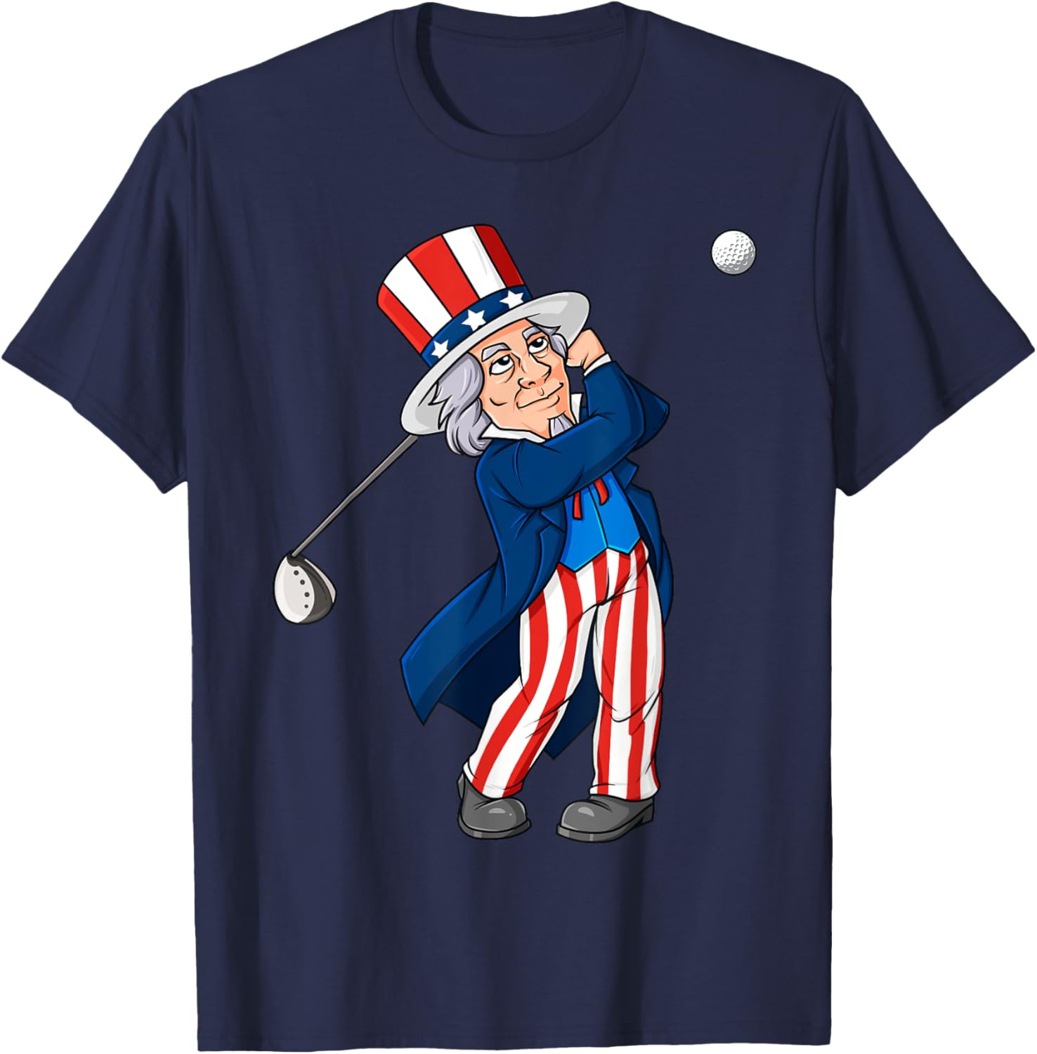 Uncle Sam Golfing 4th Of July Patriotic Boys Kids Teens Golf T-Shirt - T-Shirt | Navy