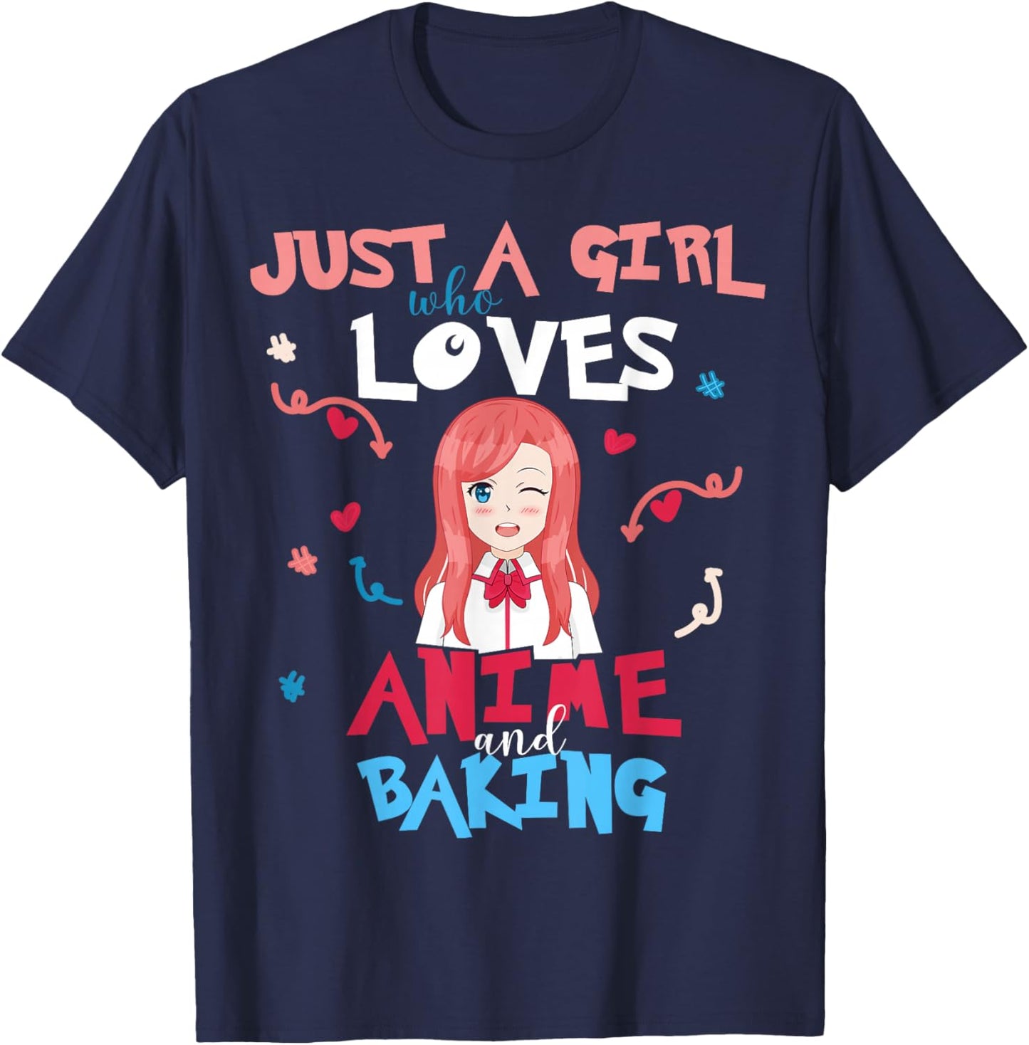 Anime Women Teen Girl Who Loves Baking T-Shirt - T-Shirt | Navy