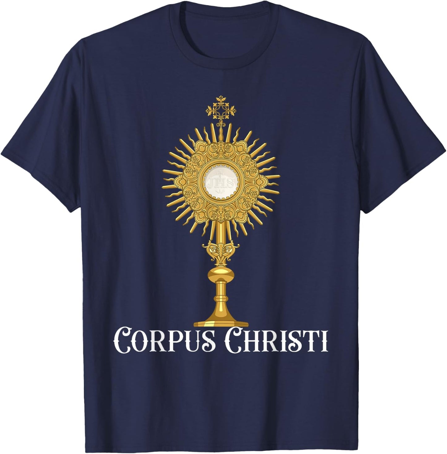 Eucharistic Adoration Traditional Latin Mass Catholic T-Shirt - T-Shirt | Navy