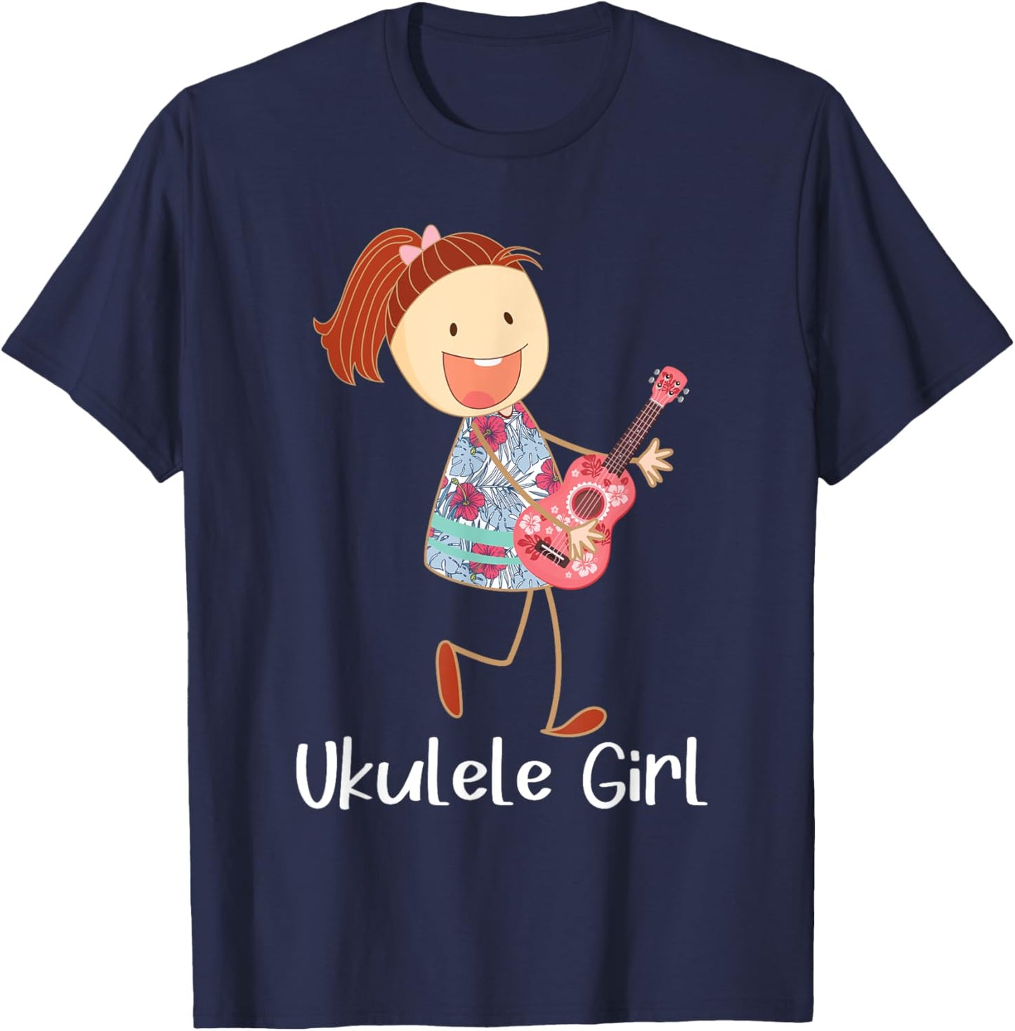 Ukulele Girl - Ukulelist Guitarist Music Lover T-Shirt - T-Shirt | Navy