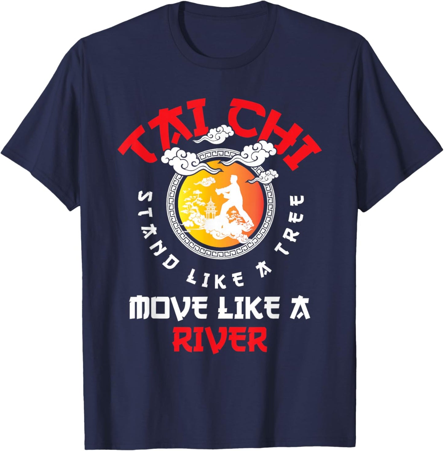 Tai Chi Stand Like A Tree - Mind Body Spiritual Meditation T-Shirt - T-Shirt | Navy