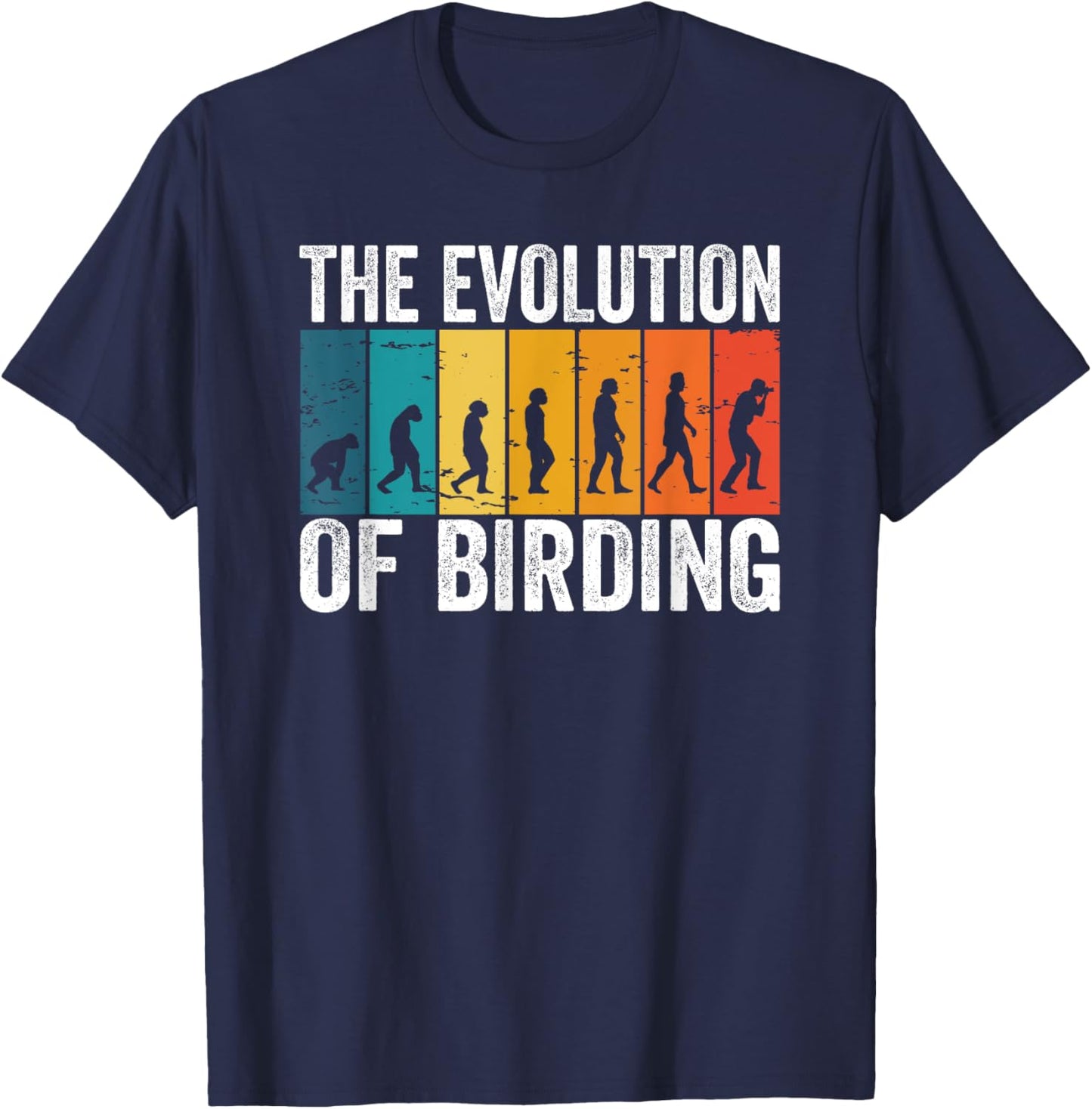The Evolution of Birding Birdwatcher T-Shirt - T-Shirt | Navy