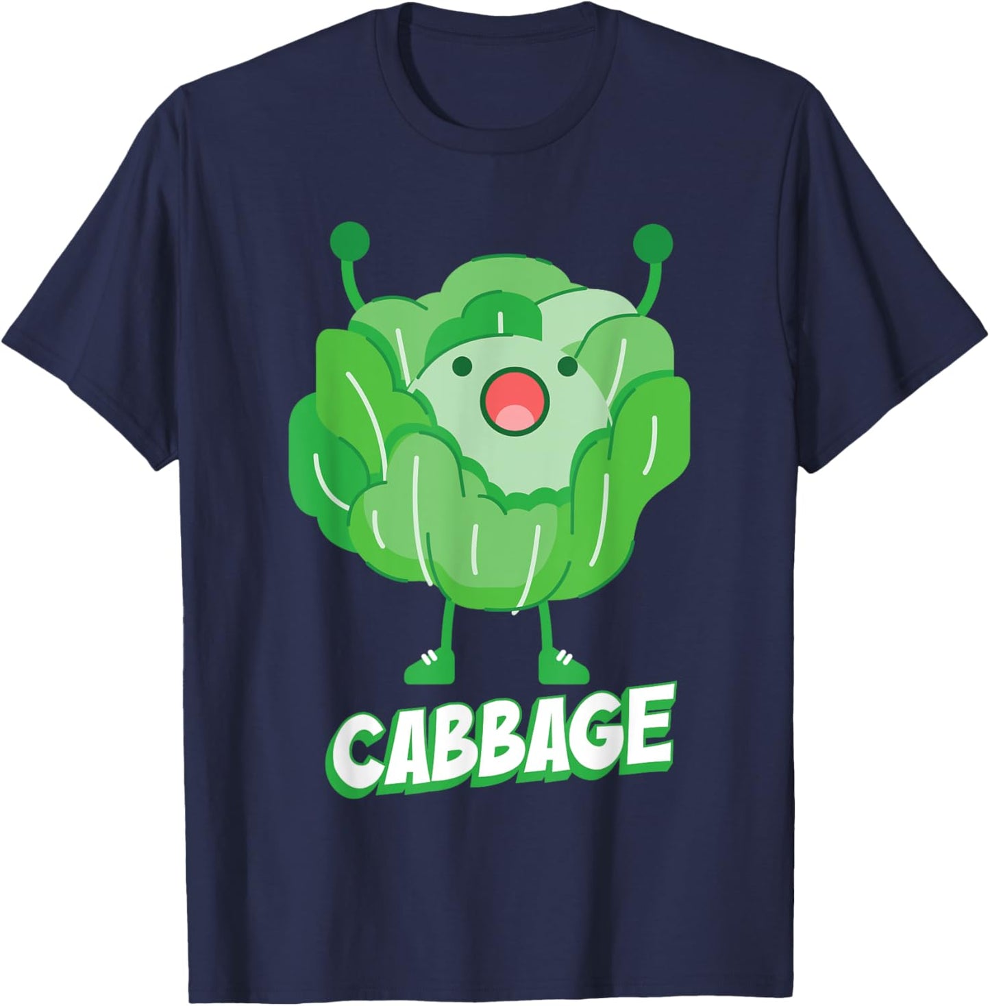 Funny Cabbage with Arms Healthy Vegetables Cabbage T-Shirt - T-Shirt | Navy