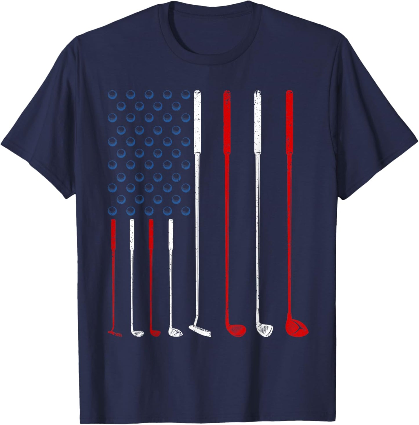 Golf Clubs American Flag T-Shirt - T-Shirt | Navy