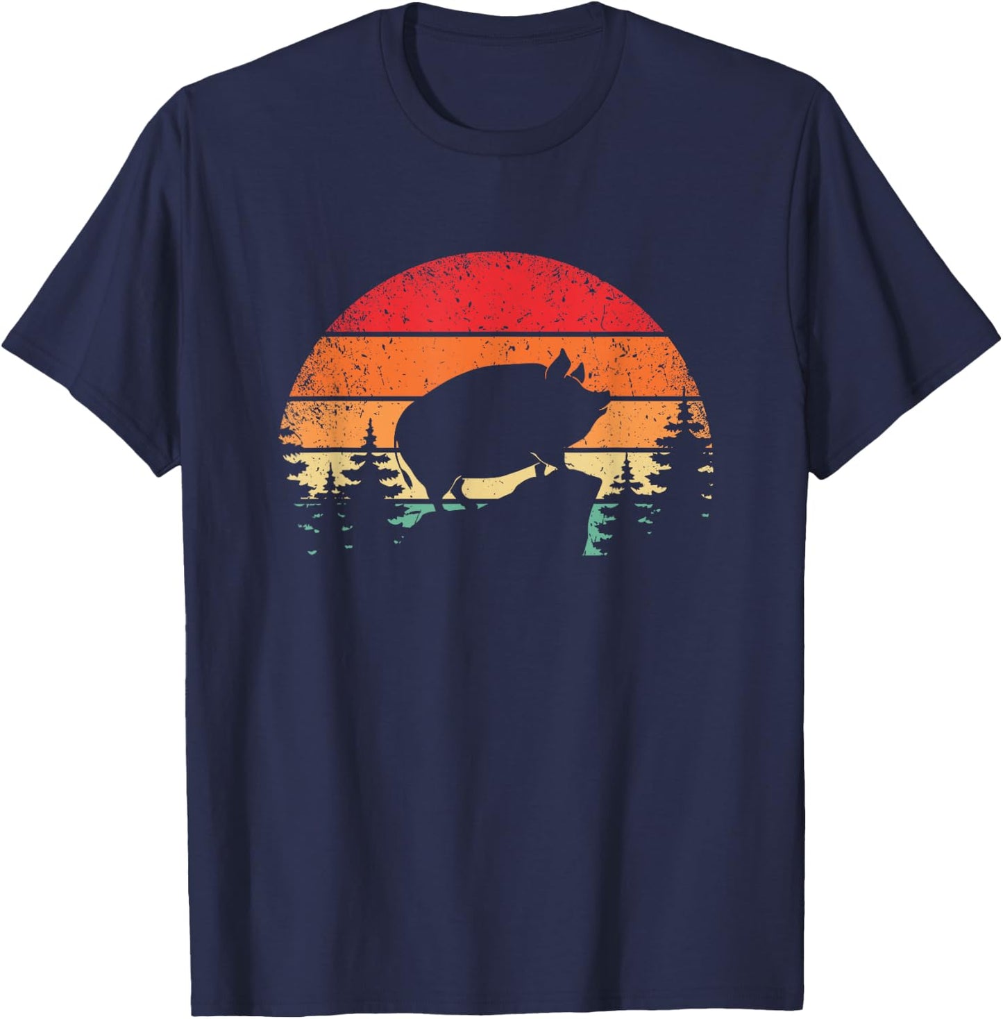 Retro pig pot belly pig T-Shirt - T-Shirt | Navy