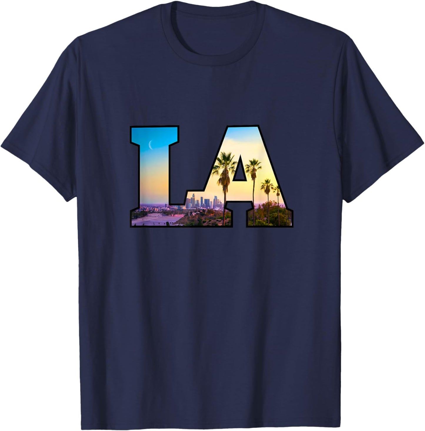 LA City Skyline of Downtown Los Angeles, California T-Shirt - T-Shirt | Navy