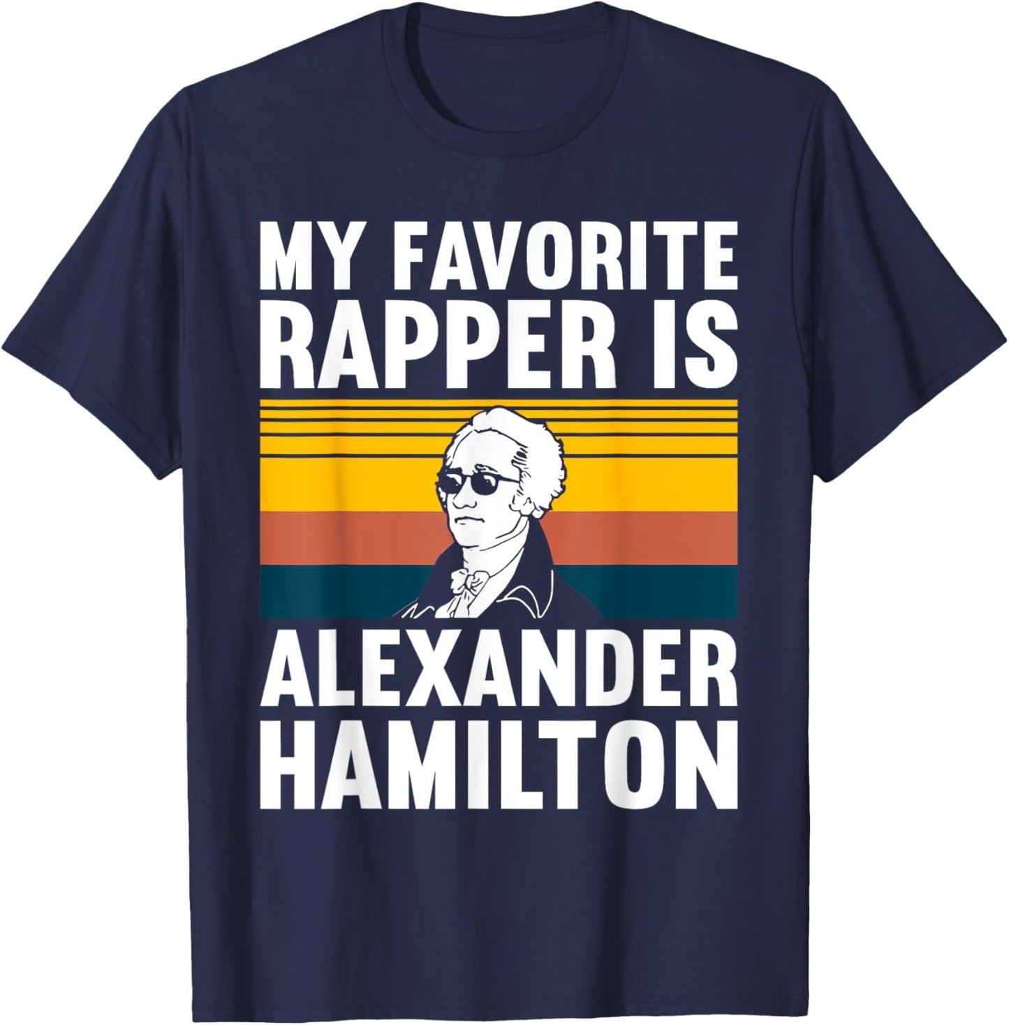 Must Love History Men's Retro Hamilton , Black, Small T-Shirt - T-Shirt | Navy