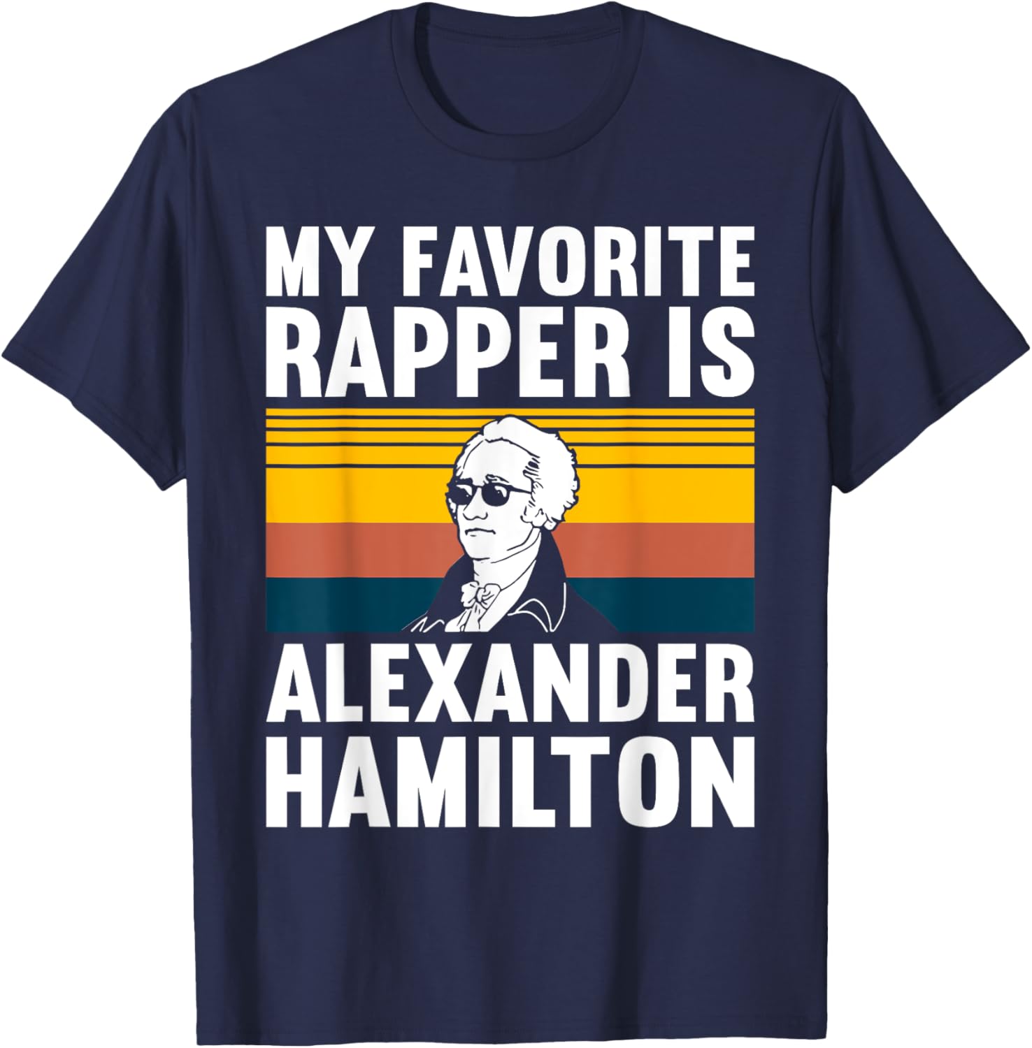 Must Love History Men's Retro Hamilton , Black, Small T-Shirt - T-Shirt | Navy