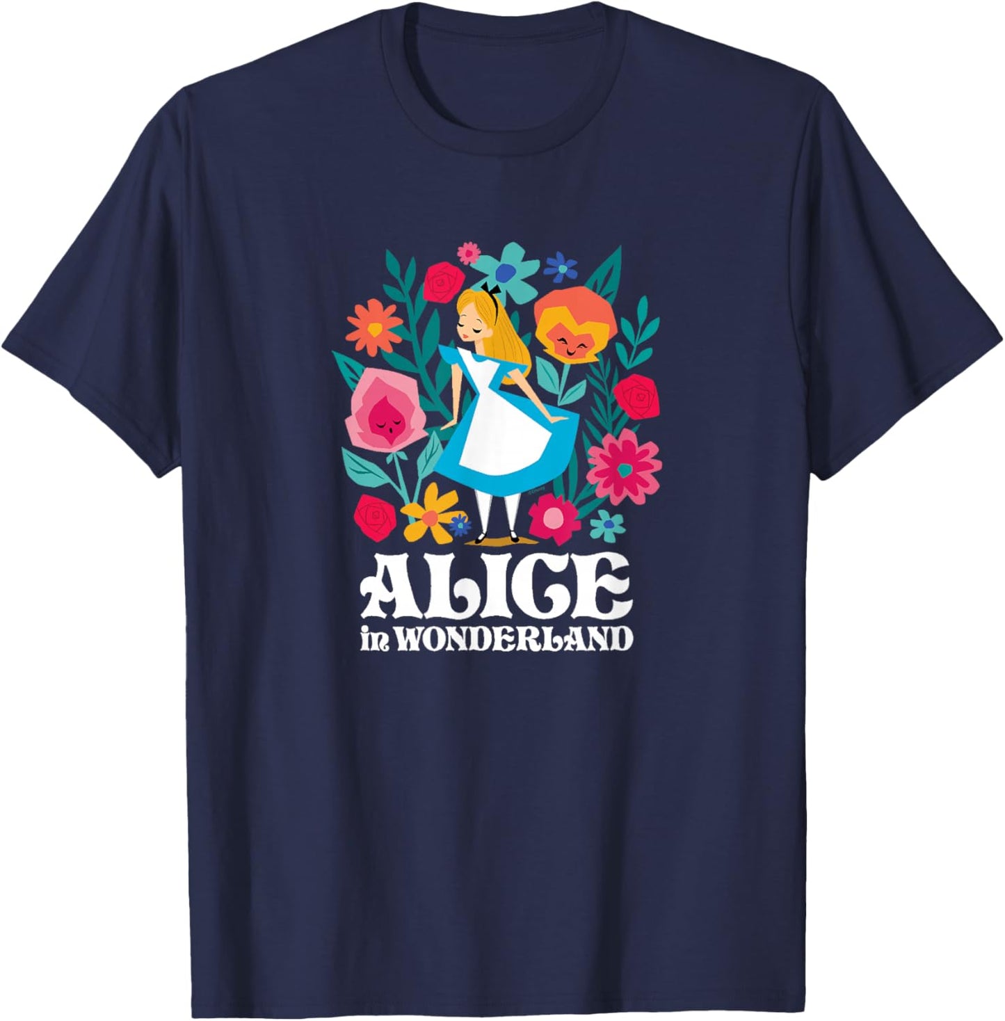 Alice In Wonderland - Flower Forest T-Shirt - T-Shirt | Navy