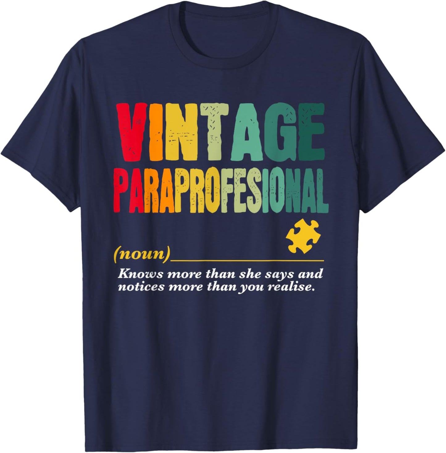 Vintage Paraprofessional Funny Job Title Birthday Worker T-Shirt - T-Shirt | Navy