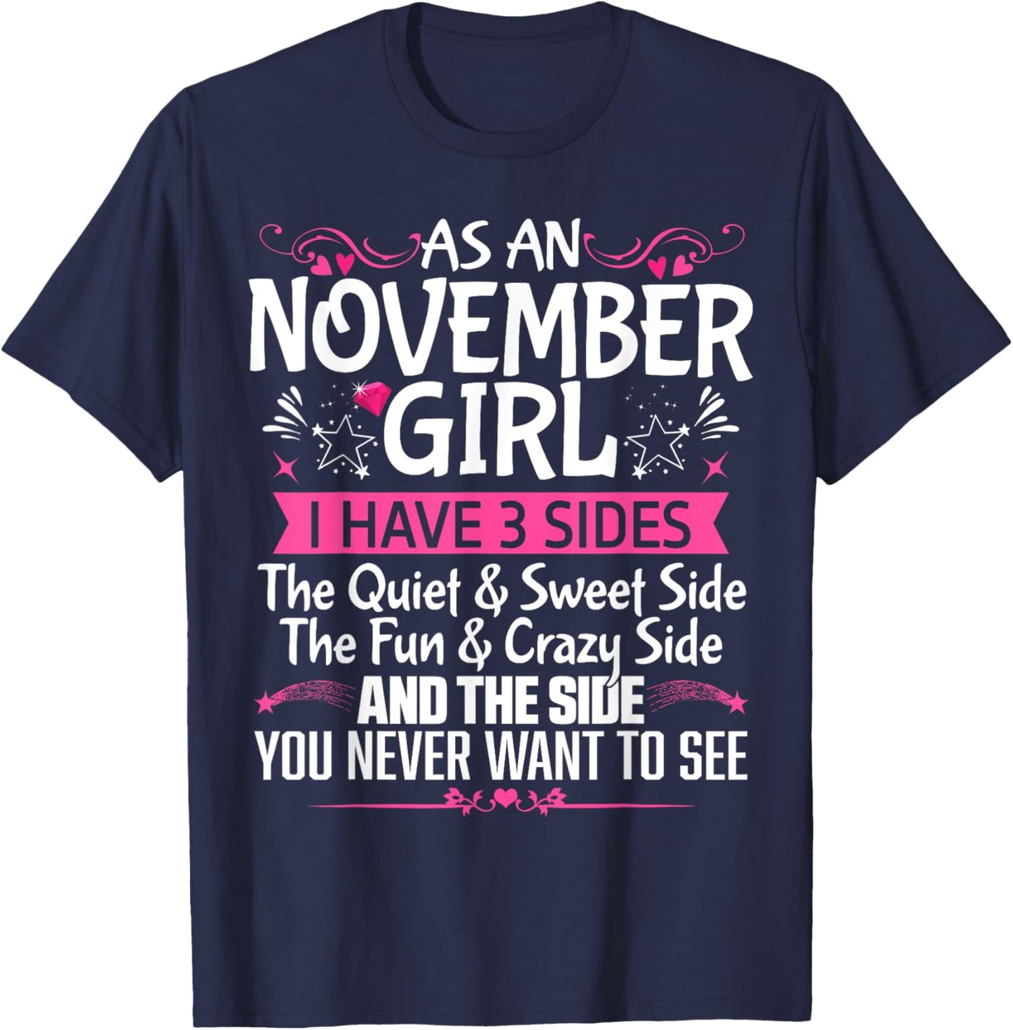 November Queen Born in November Cute Birthday November Girl T-Shirt - T-Shirt | Navy