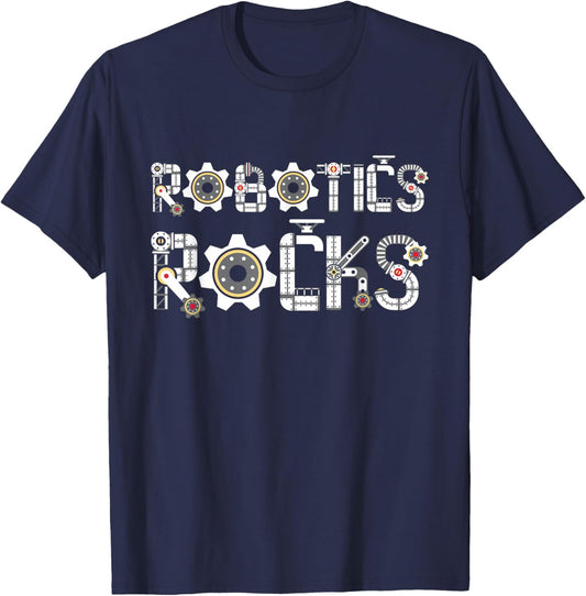 Funny Robotics Shirts Robotics Rocks - Cyborg Engineer Engineering Robot Builder Black T-Shirt - T-Shirt | Navy
