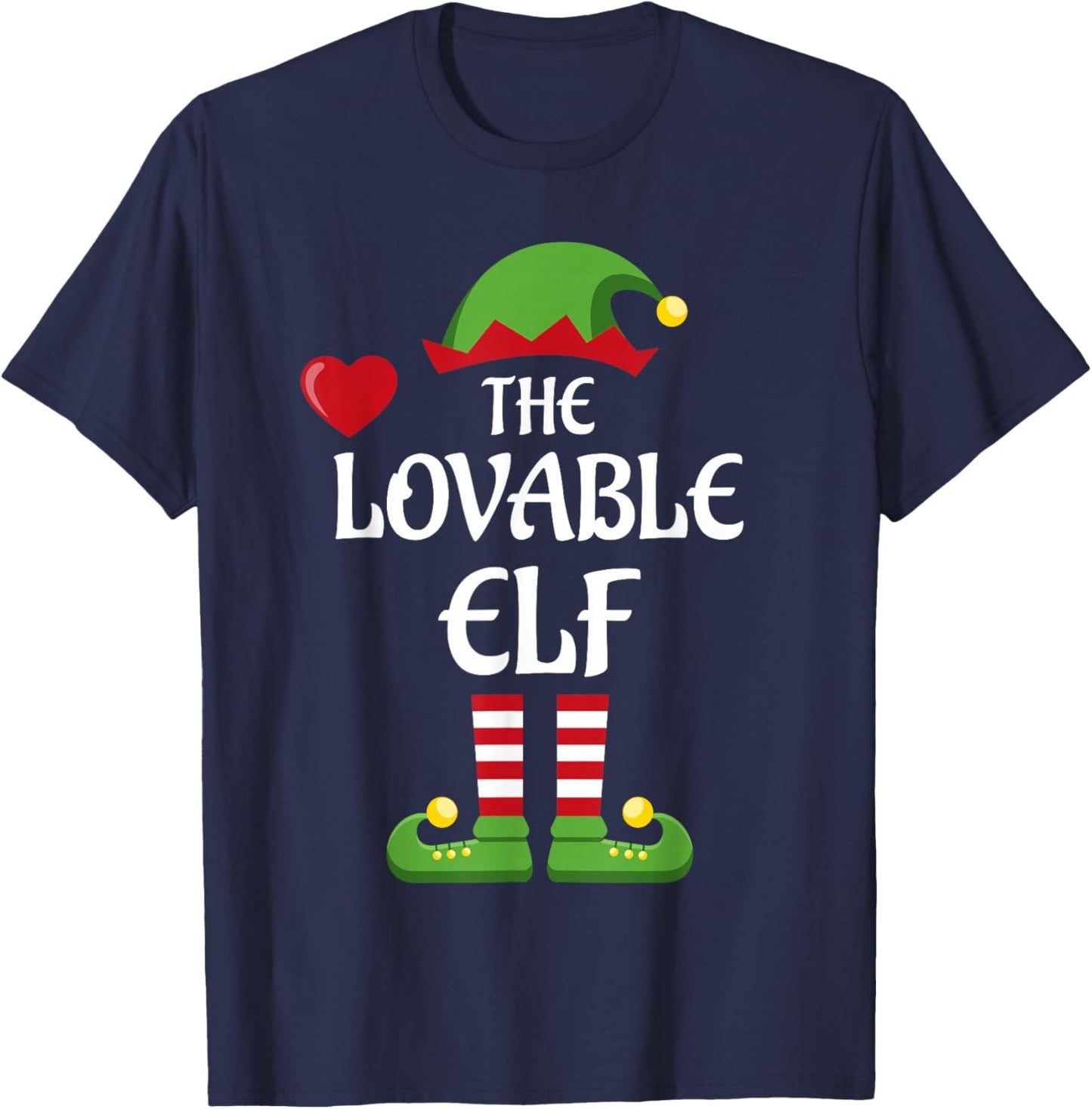 Lovable Elf Family Matching Group Christmas Love T-Shirt - T-Shirt | Navy