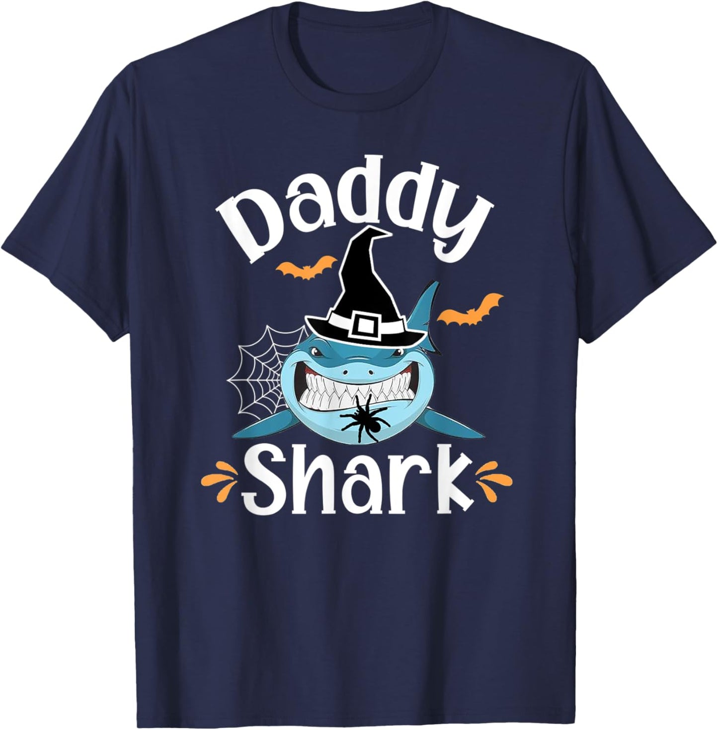 Daddy Shark Funny Halloween Daddy Announcement T-Shirt - T-Shirt | Navy