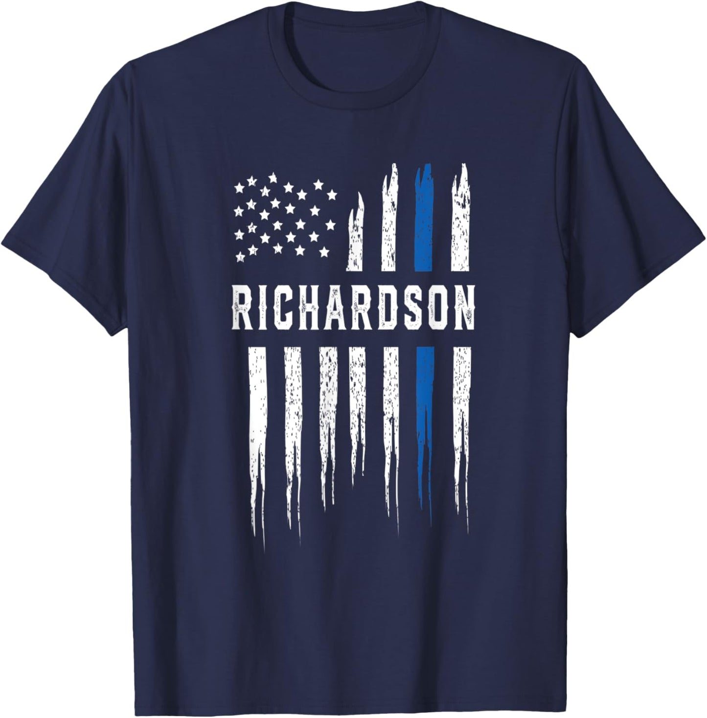 Thin Blue Line Heart Richardson Police Officer Texas Cops T-Shirt - T-Shirt | Navy