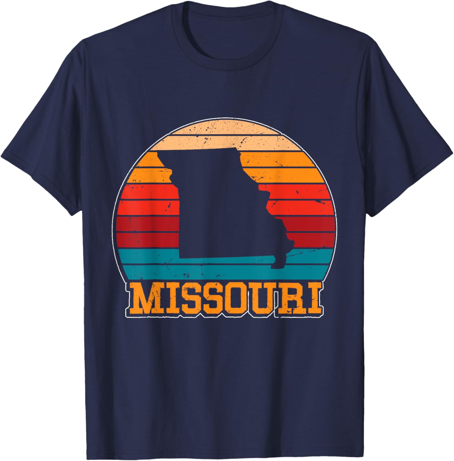 Missouri Retro Vintage Sunset US State Missouri Silhouette T-Shirt - T-Shirt | Navy